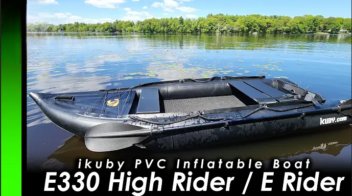 thumbnail video image 2 of Ikuby 2 Person Inflatable Fishing Kayak PVC Boat - 130 x 43 x 11.8 Inches, 2 of 10