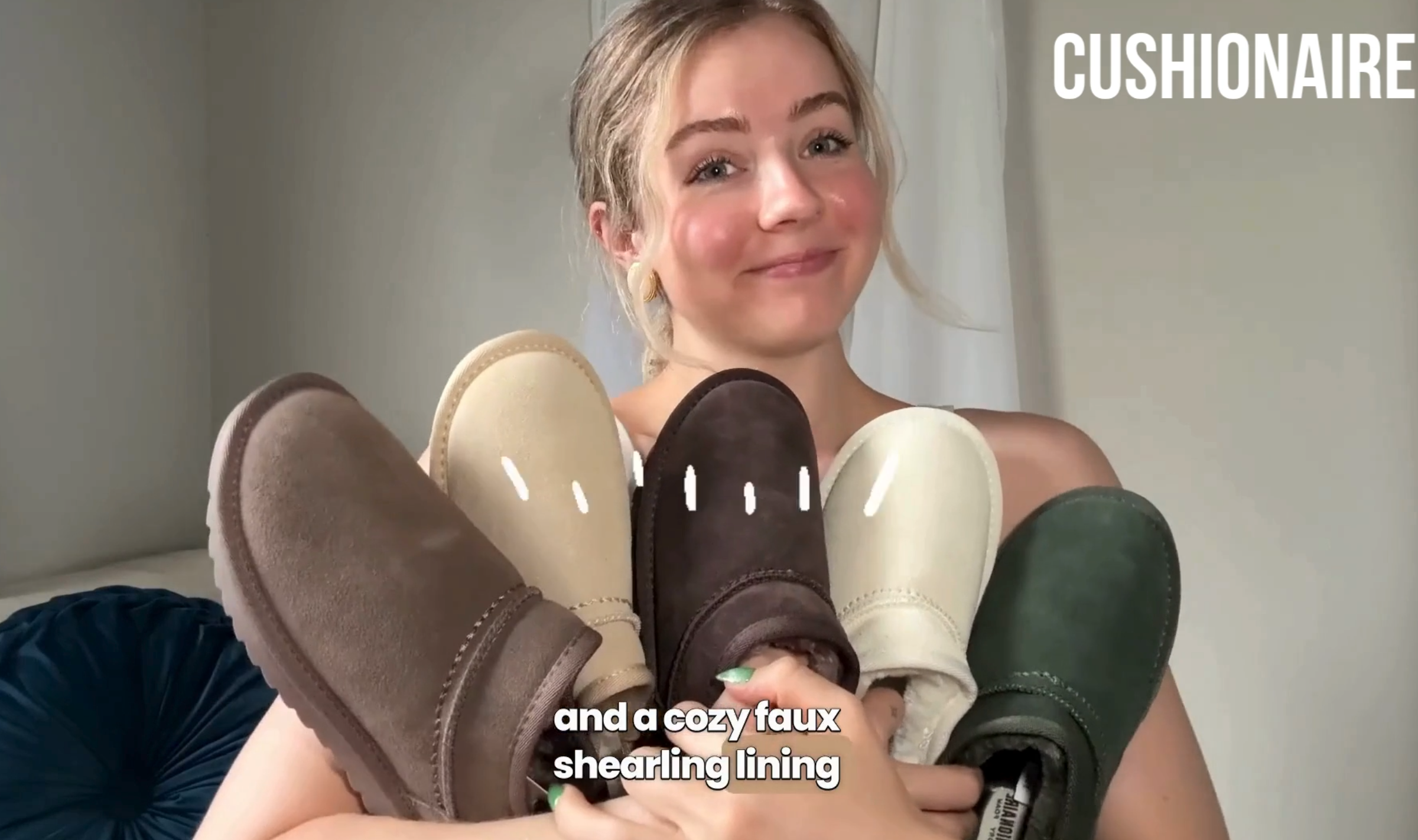 thumbnail video image 2 of Cushionaire Women's Hilo Genuine Suede Cozy Mule Slippers with +Memory Foam, 2 of 2