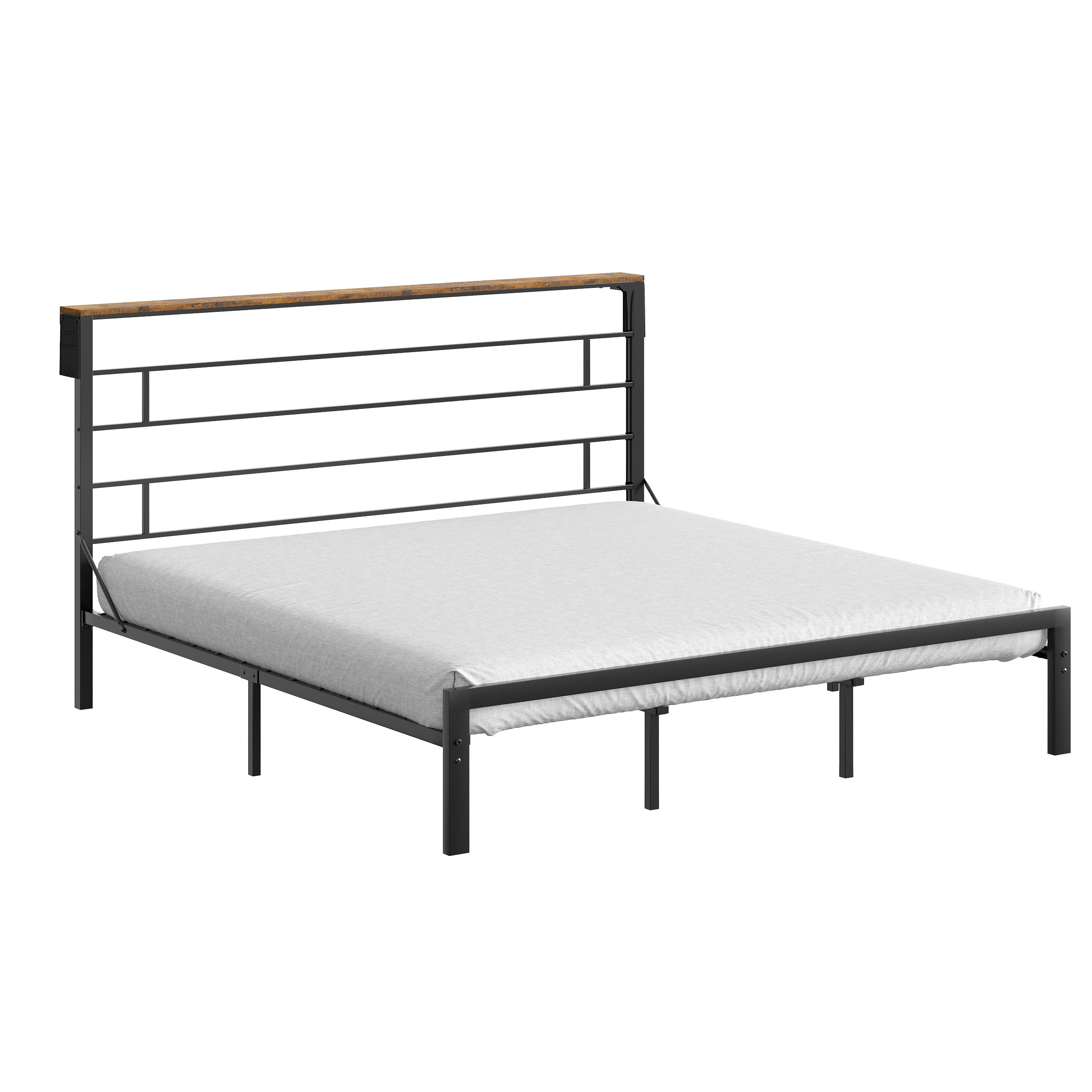Bestier King Size Bed Frame with 49.2 High LED Storage