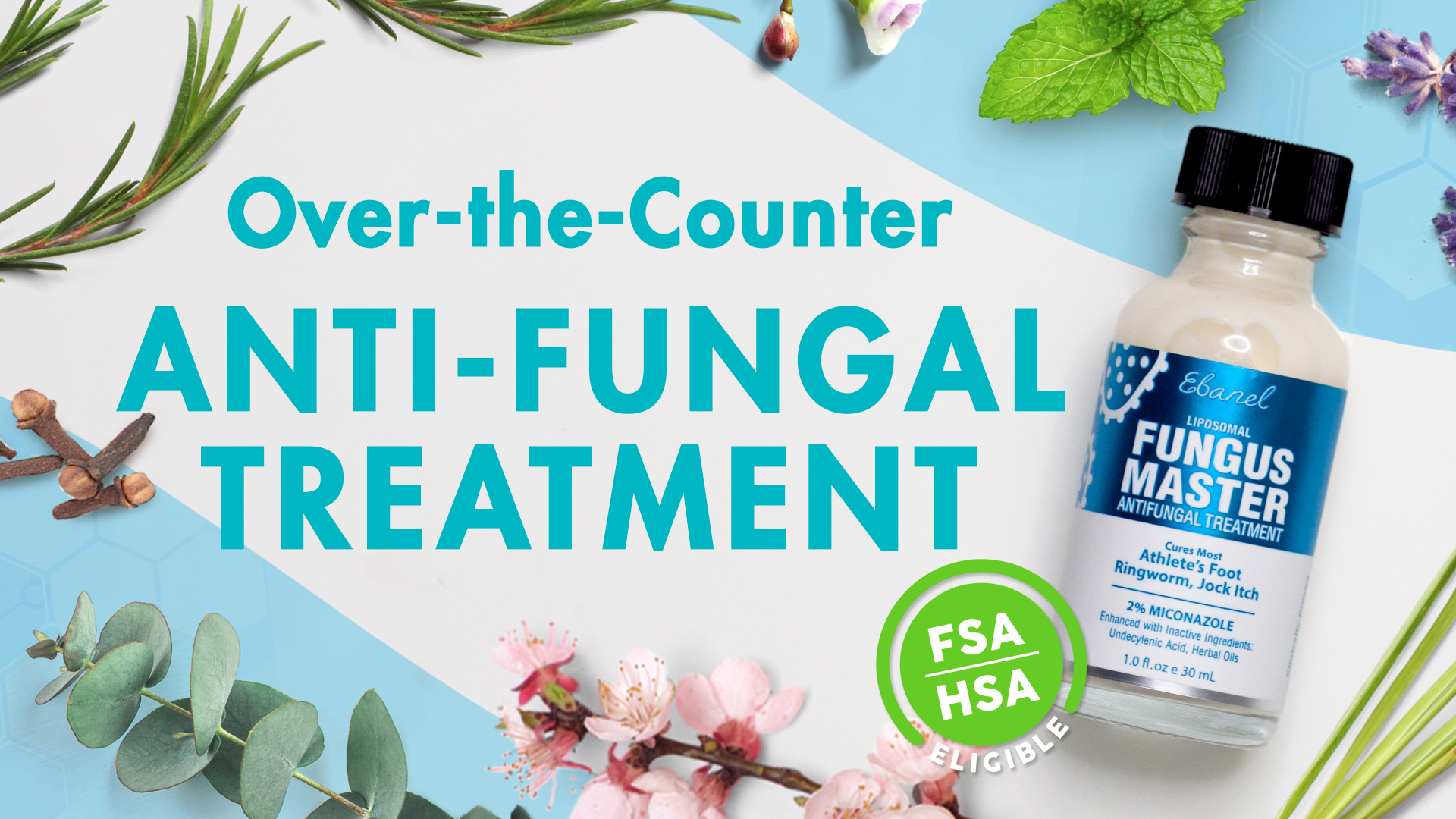 thumbnail video image 2 of Ebanel Athlete's Foot Fungus Treatment Extra Strength, Antifungal Solution with Miconazole, Undecylenic Acid, Tea Tree Oil, 2 Oz, 2 of 9