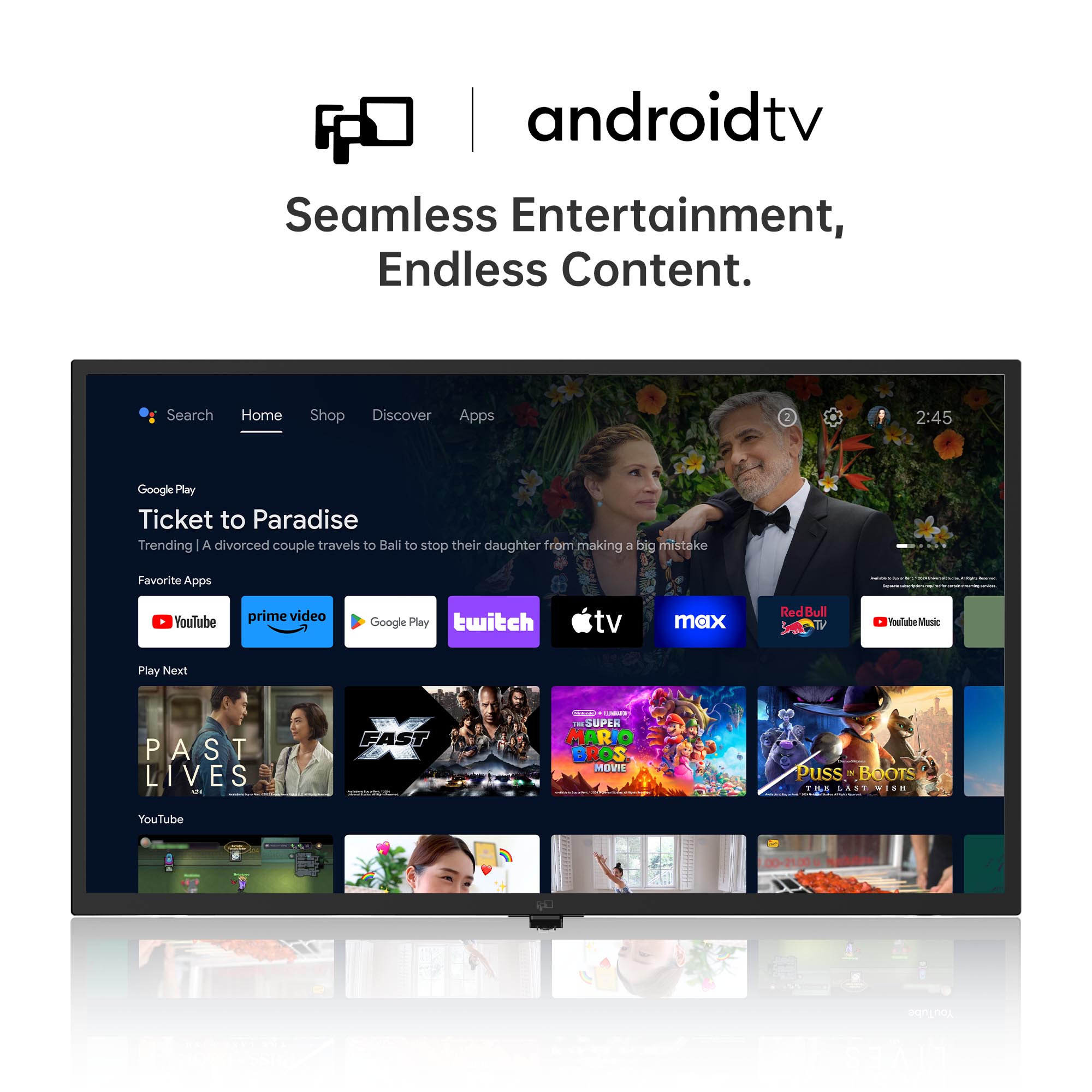 thumbnail video image 2 of FPD 32 inch Smart TV, HD Android TV with Google Play Built in Chromecast, Dolby Audio, Hdr 10, Flat Television with Assistant Voice Control, 2 of 10