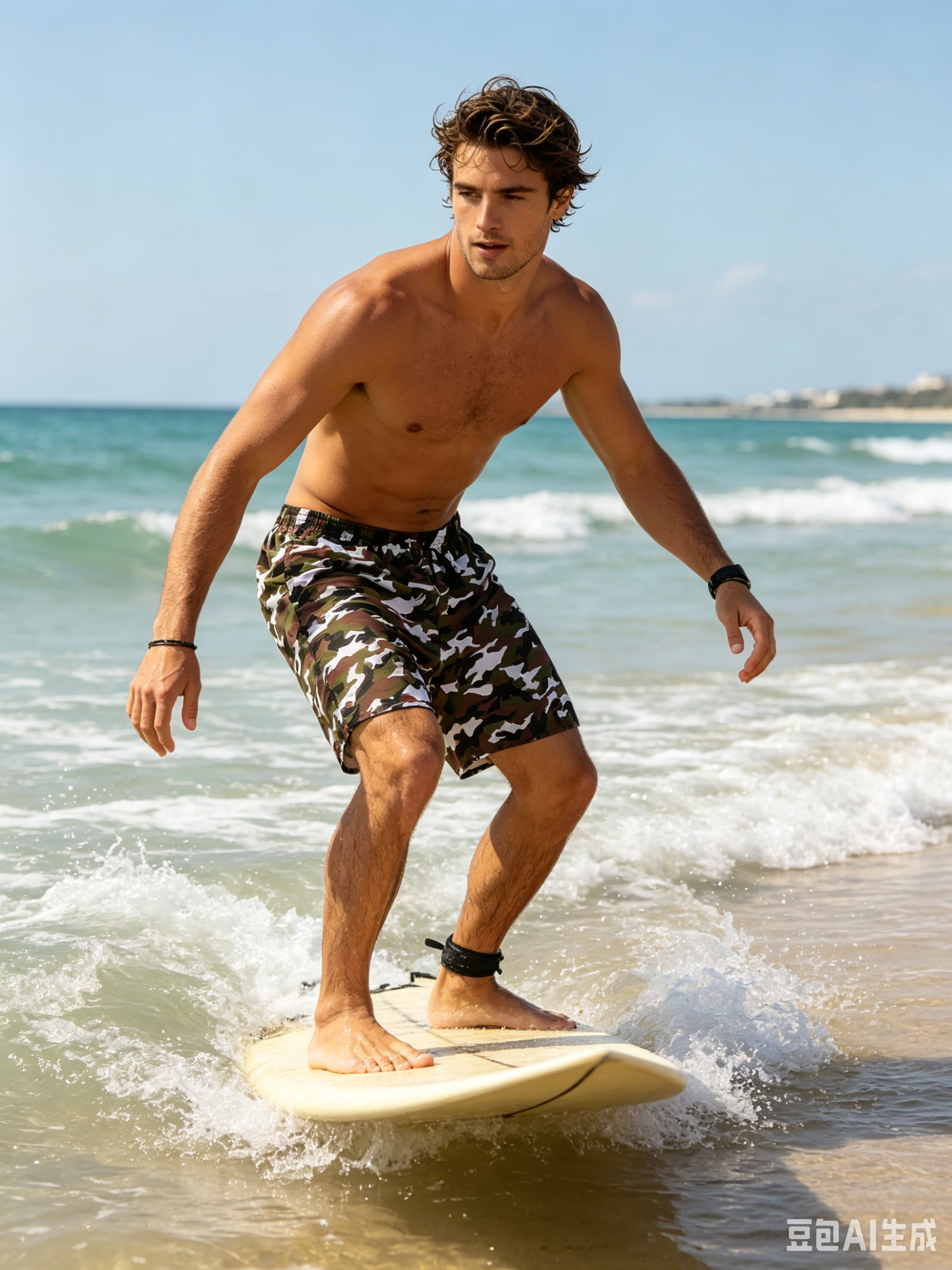 thumbnail video image 2 of XINPING Men's Swim Trunks 9" with Pockets Quick Dry Printed Bathing Suit Built-in Board Shorts Beach Swimwear Pool Shorts, 2 of 5