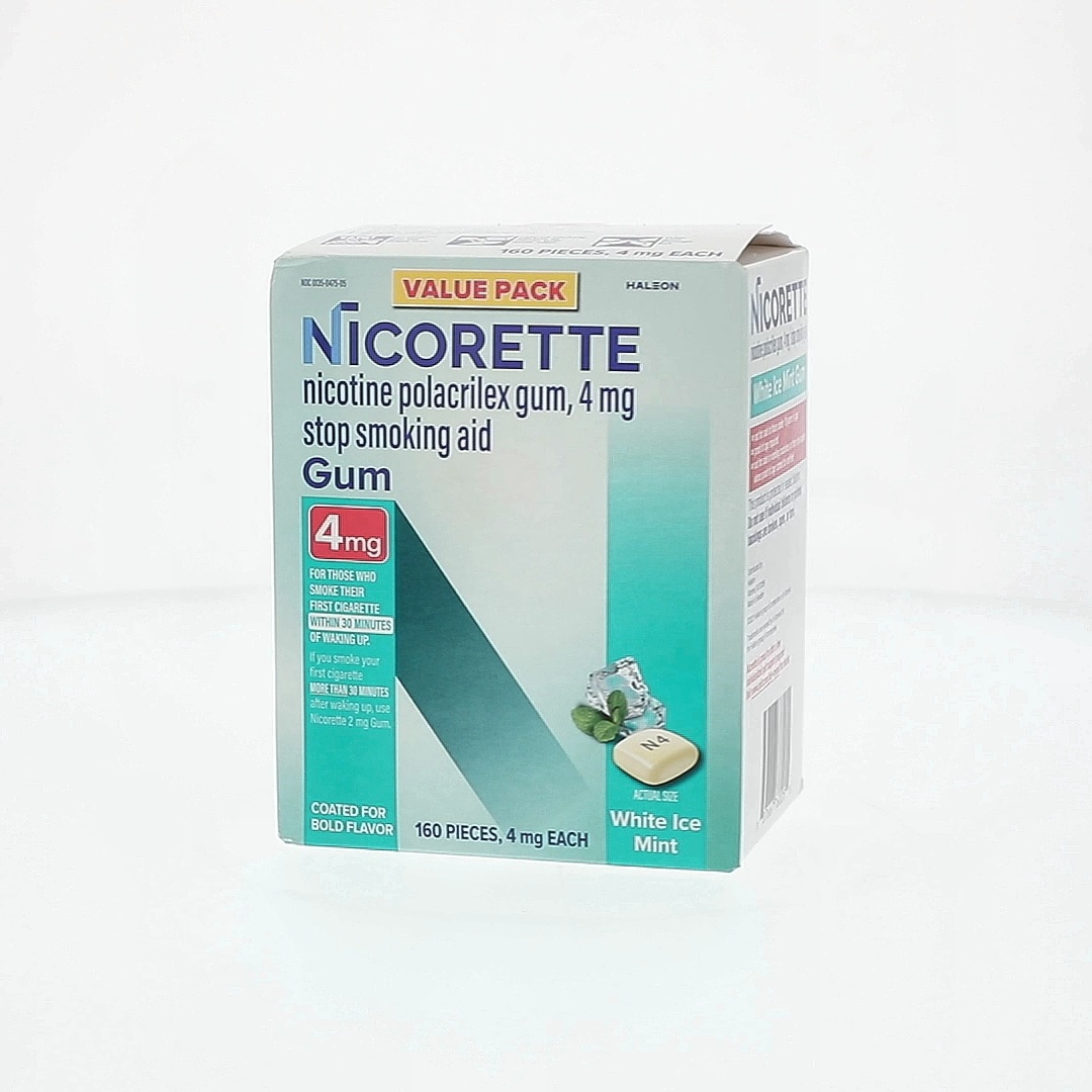Nicorette Nicotine Gum, Stop Smoking Aids, 4 Mg, White Ice Mint, 160 Count  HSA/FSA Eligible