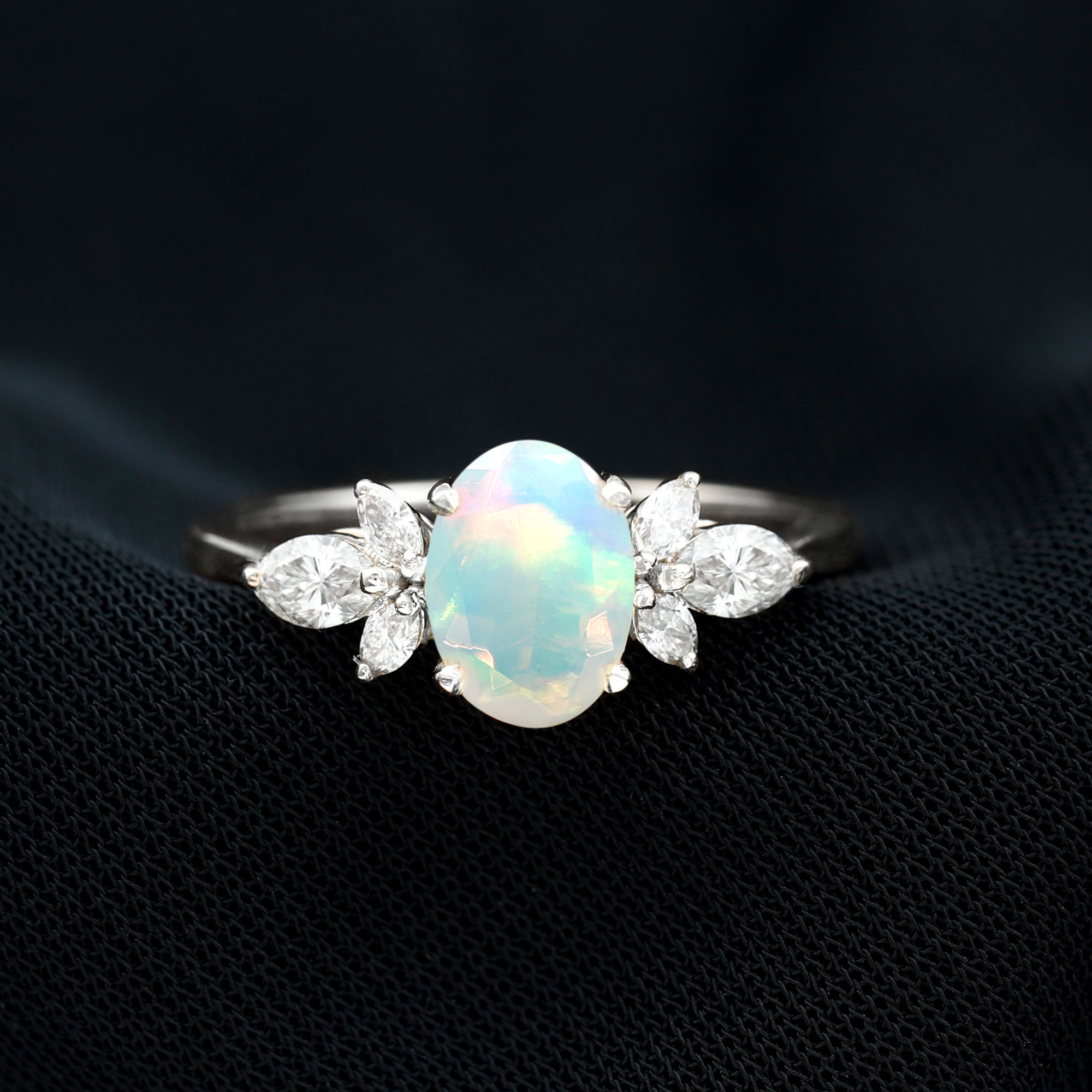 thumbnail video image 2 of Rosec Jewels Ethiopian Opal Solitaire Ring for Women with Diamond (6X8 MM, AAA Grade), 10K Yellow Gold, US 10.00, 2 of 8