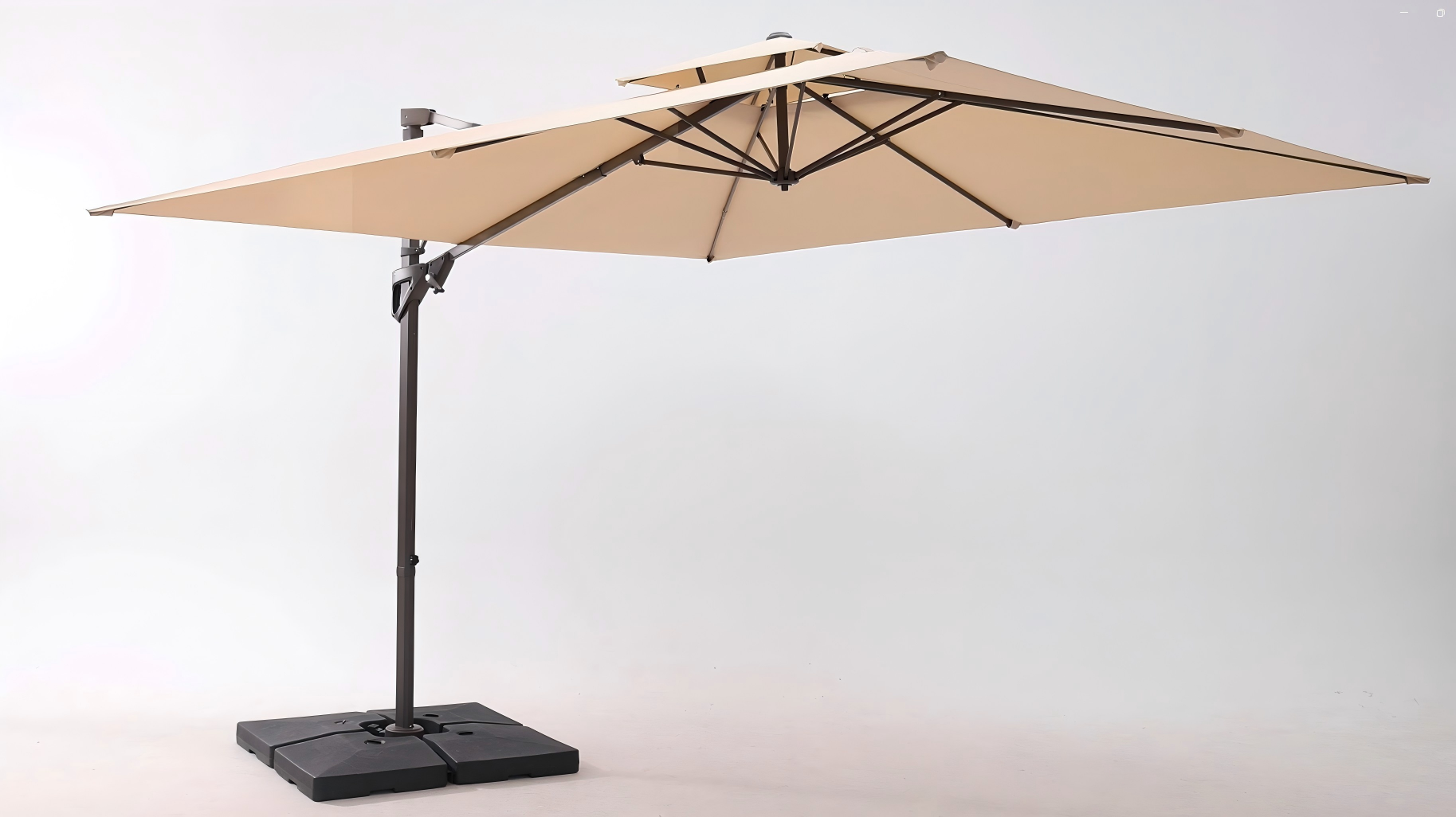 thumbnail video image 2 of FUNDAZE 10x10ft Cantilever Patio Umbrella with Cross Base & Cover, Waterproof UV Resistant for Garden Poolside Cafe & Deck, Navy Blue, 2 of 12