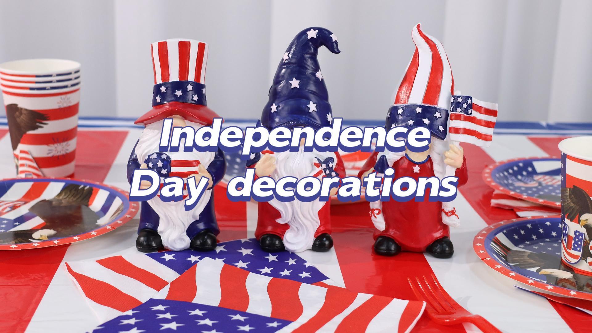 thumbnail video image 2 of Ayieyill 3Pcs Patriotic Gnomes 4th of July Decorations Independence Day Decorations, 2 of 8