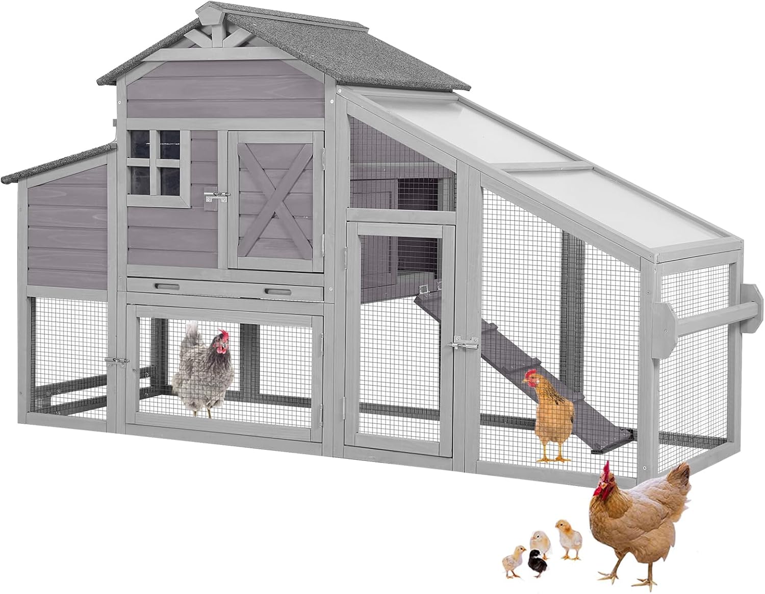 thumbnail video image 2 of Aivituvin Chicken Coop Hen House with Wheels Wooden Poultry Cage for 2-4 Chickens Outdoor, 2 of 8