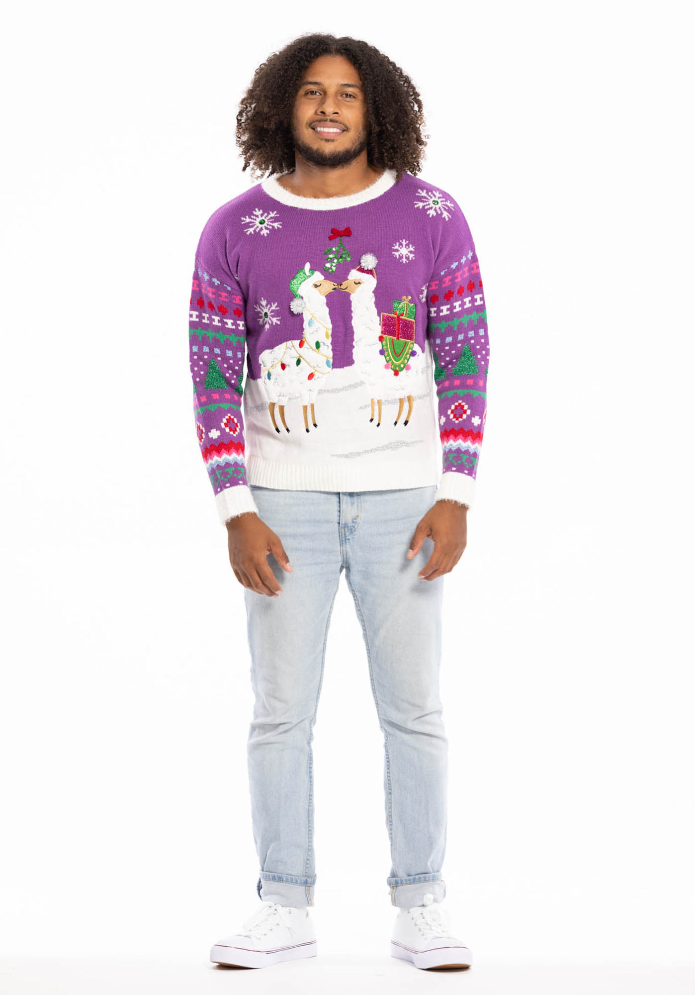 thumbnail video image 2 of Jollidays x Glitter and Lazers Women's Fleece Navidad Sweater, Sizes S-5X, 2 of 12