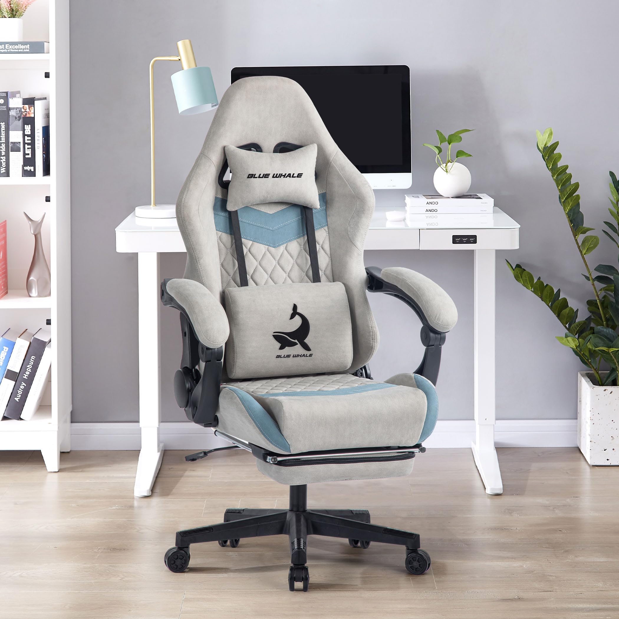thumbnail video image 2 of JONPONY Big and Tall Gaming Chair, Ergonomic Design, Gamer Chair PU Leather with Footrest and Lumbar Support, High Back Office Chair Support 8 Hours Long Sitting, Computer Chair,Grey, 2 of 11