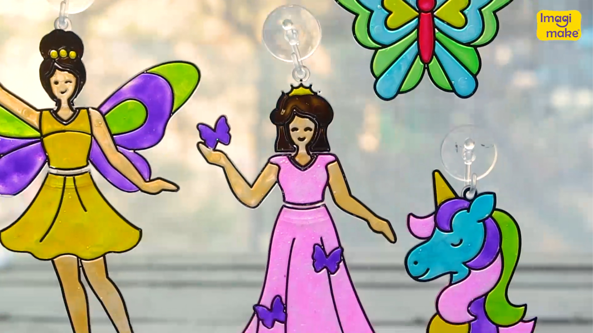 thumbnail video image 2 of Imagimake Window Art Suncatcher Kit for Kids Ages 6-12 | DIY Arts and Crafts for Girls | Princess & Unicorn Craft Gift for Girls Age 6-8 | Art Supply & Toy for Kids, 2 of 9