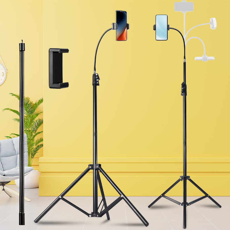thumbnail video image 2 of ZOMEI 77" Adjustable Phone Tripod w/Gooseneck & Aluminum Base - for Overhead Shooting, Vlogging, iPhone/Android, 2 of 9