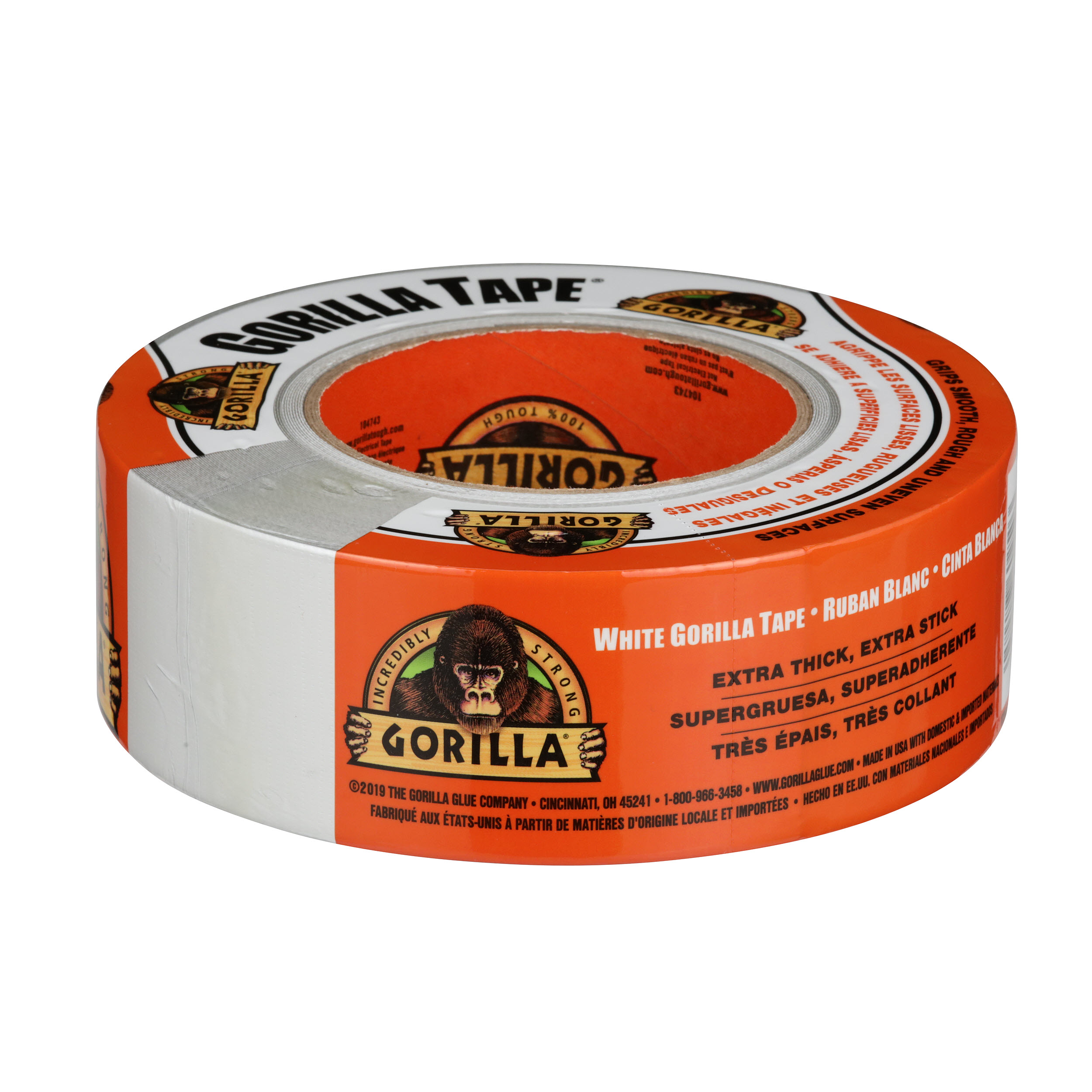 Gorilla Adhesive Repair Thick Duct Tape Roll Waterproof Heavy Duty White  30Yd