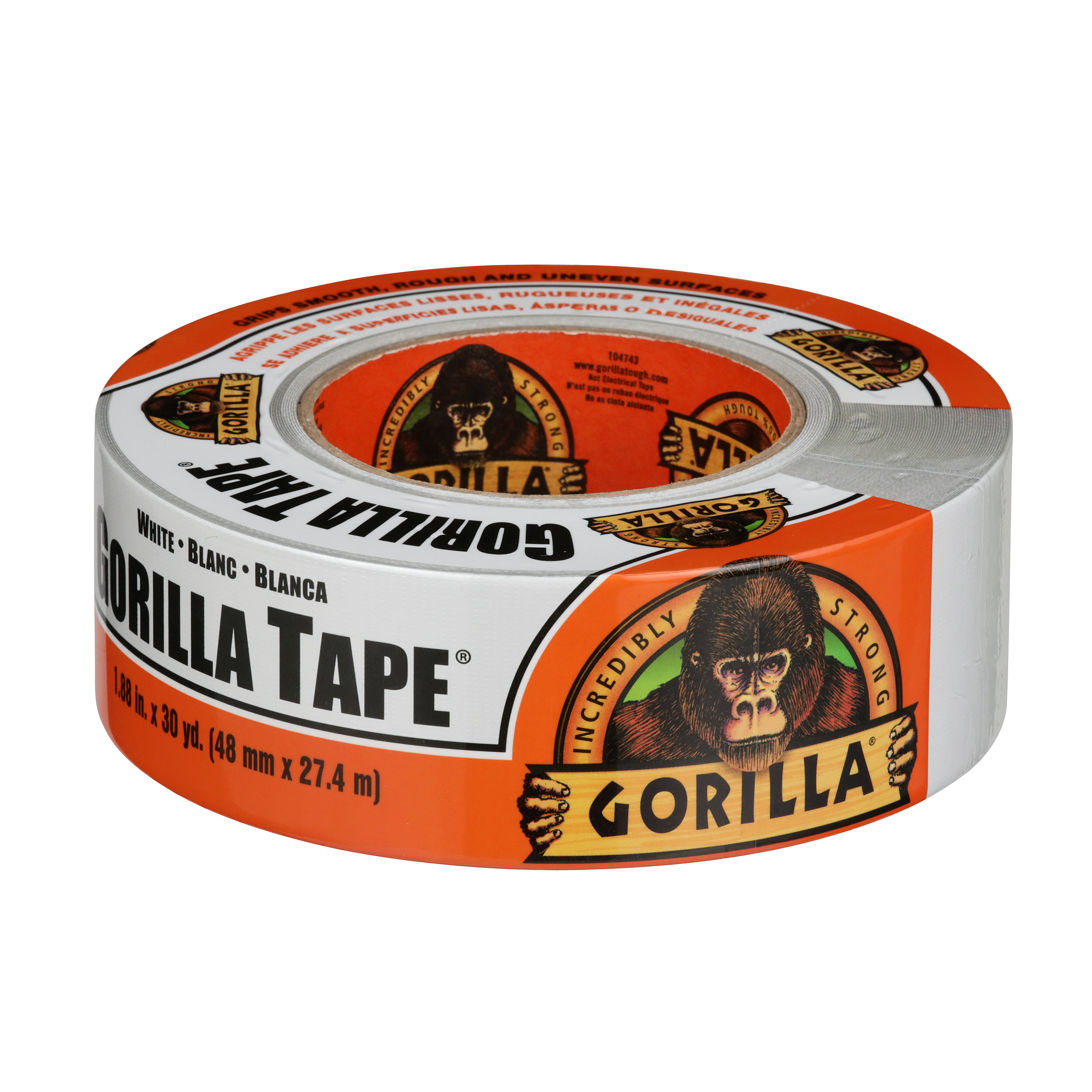 Gorilla Adhesive Repair Thick Duct Tape Roll Waterproof Heavy Duty White  30Yd