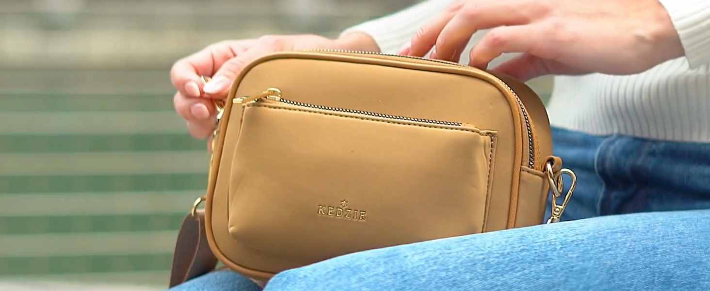 thumbnail video image 2 of Kedzie Midtown Crossbody Lightweight Purse, Gray (Women's), 2 of 7