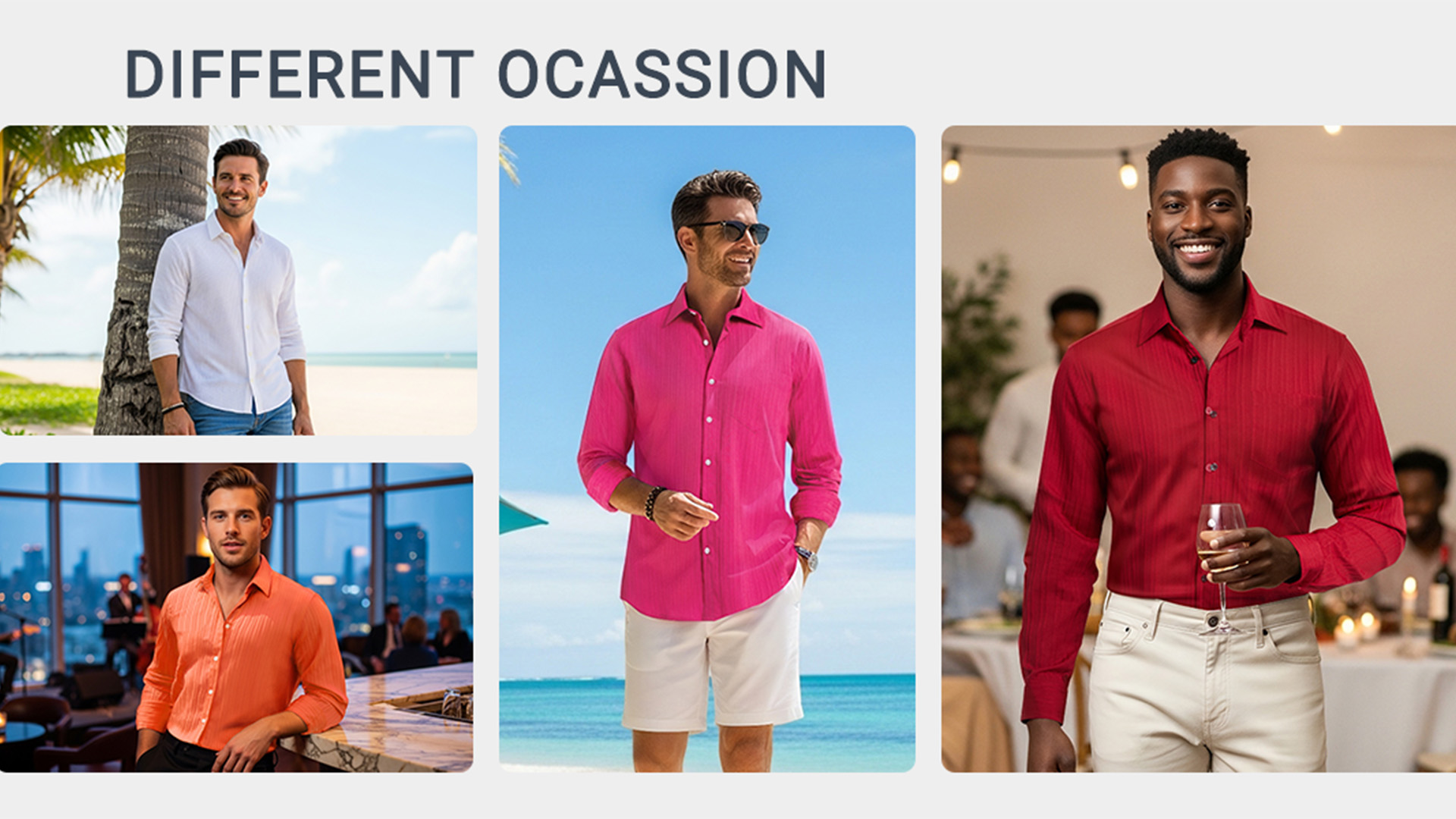 thumbnail video image 2 of Mens Casual Shirts Long Sleeve Button Down Shirts Wrinkle Free Orange Textured Shirt with Pocket L, 2 of 8