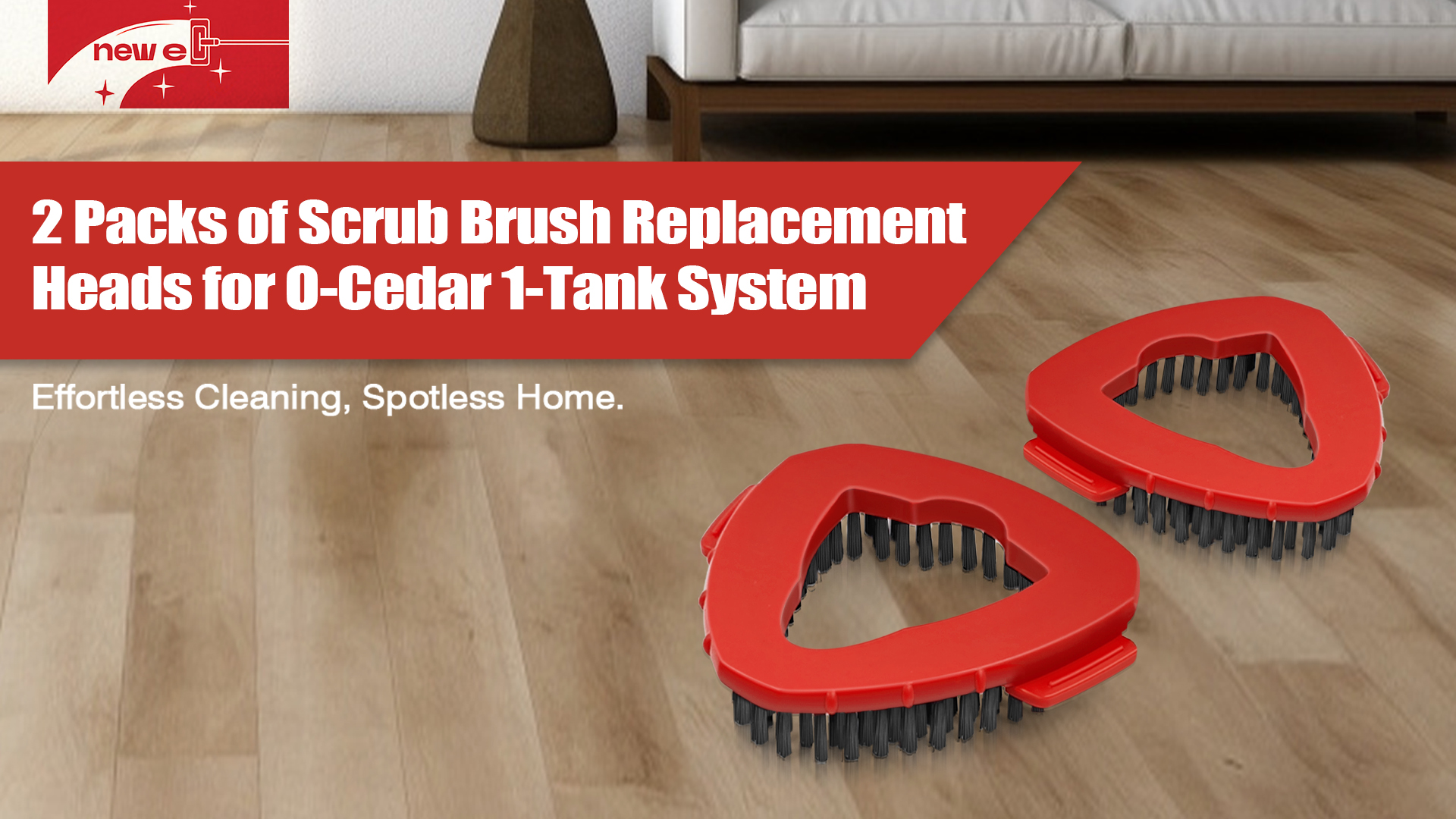 thumbnail video image 2 of NEWE Scrubber Mop Brush Attachments Head 2 Pcs for 1 Tank System (Orange), 2 of 7