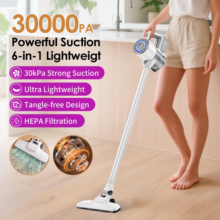 Cordless Stick Vacuum Cleaner - 30Kpa Powerful Suction For Pet Hair & Hard Floors, 35 Min Runtime
