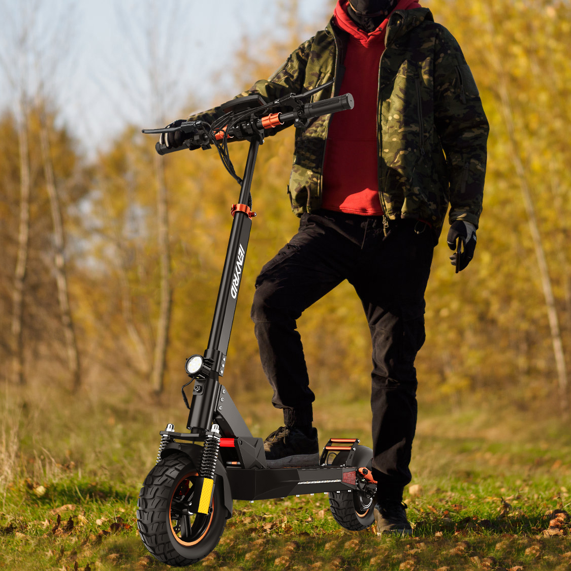 thumbnail video image 2 of IENYRID Electric Scooter for Adults with Seat, 800W 12.5Ah Electric Commute Scooter, 3 Speeds Kids Electric Skateboard E-scooter Bikes, up to 28mph & 30miles Range, 2 of 14