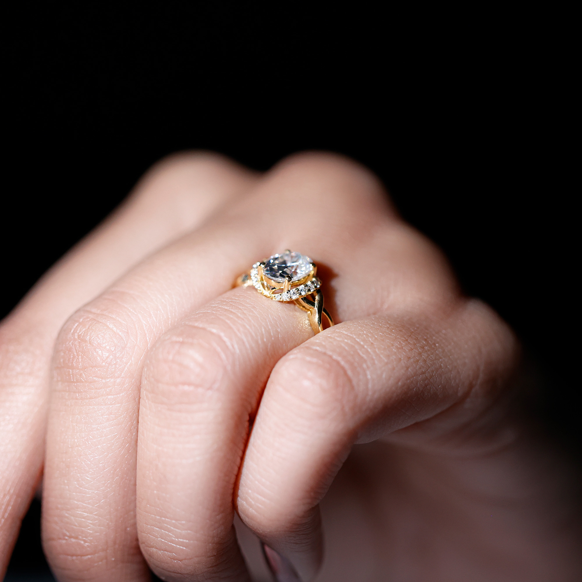 thumbnail video image 2 of Rosec Jewels Lab Created Engagement Ring - Designer Diamond Accent Ring (EF-VS Quality Certified), 14K White Gold, US 6.00, 2 of 9