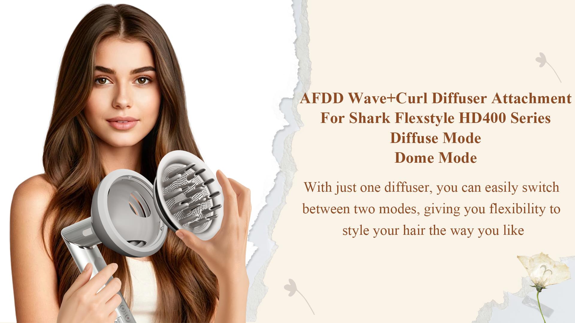 thumbnail video image 2 of AFDD Wave Curl Diffuser Attachment Compatible with Shark Flexstyle Upgraded Hair Diffuser for Fast Drying Curl Definition Salon Results, 2 of 11
