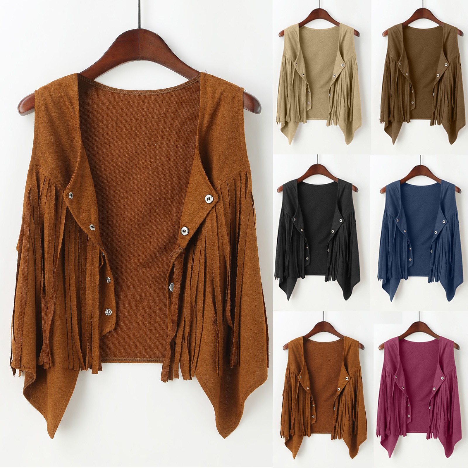 thumbnail video image 2 of Clothing!Long Sleeve Jacket With Pocketslightweight Shirt Jacket Coatfringe Vest Women Faux Suede Open-Front Vintage Sleeveless 70S Hippie Clothes Boho Western Jacketlong Sleeve Jacket With Pockets, 2 of 9