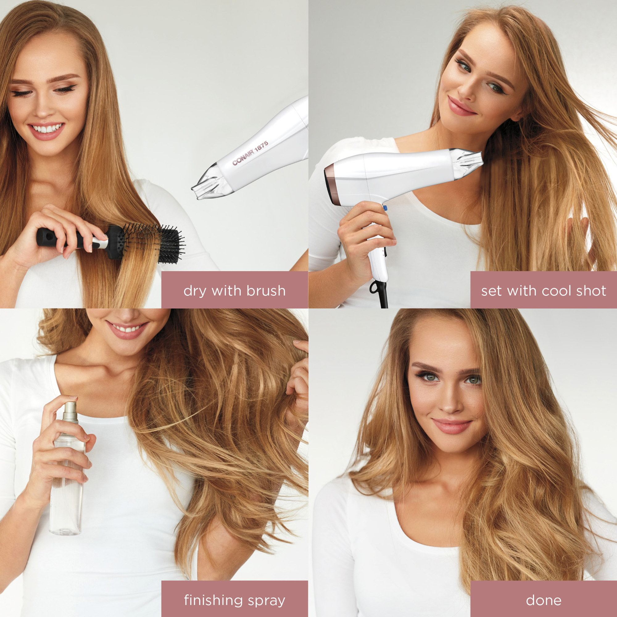thumbnail video image 3 of Conair Double Ceramic Technology Hair Dryer, Includes Concentrator, 3 of 18