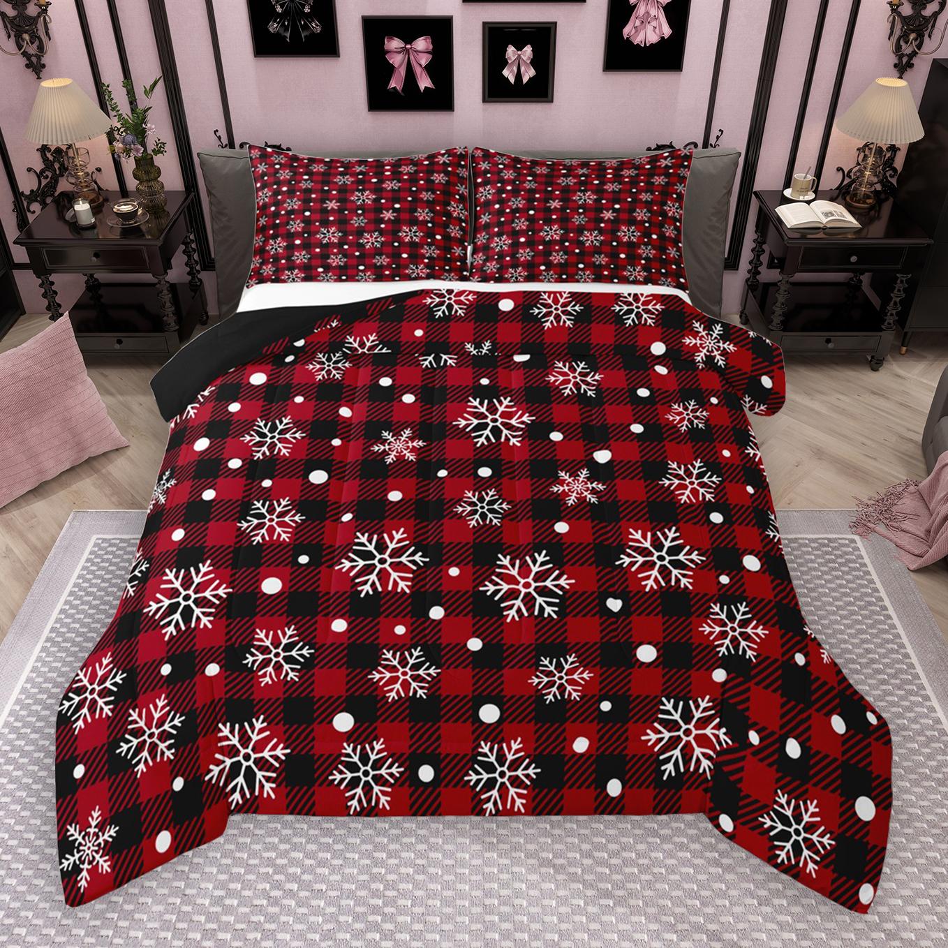 thumbnail video image 2 of Manfei Cute Cartoon Snowflake Bedding Comforter Set,Merry Xmas Twin Comforter Sets,Pink White Bedding Set For Girl Kids,Luxury Bedroom Decor Reversible,2-Piece, 2 of 9