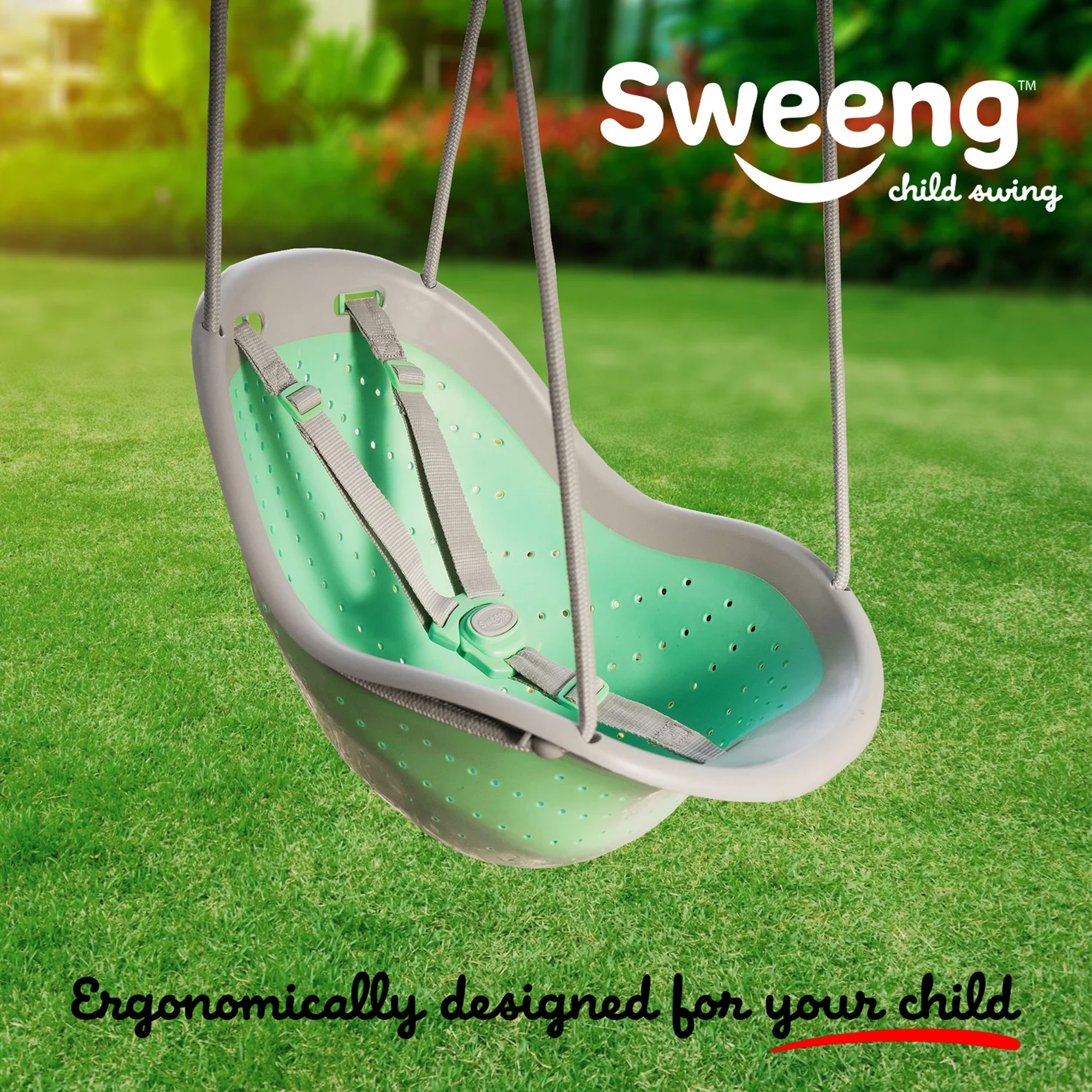 thumbnail video image 2 of XDP Recreation Sweeng Child Swing & Frame, Portable Backyard Play Set, Aqua, 2 of 12