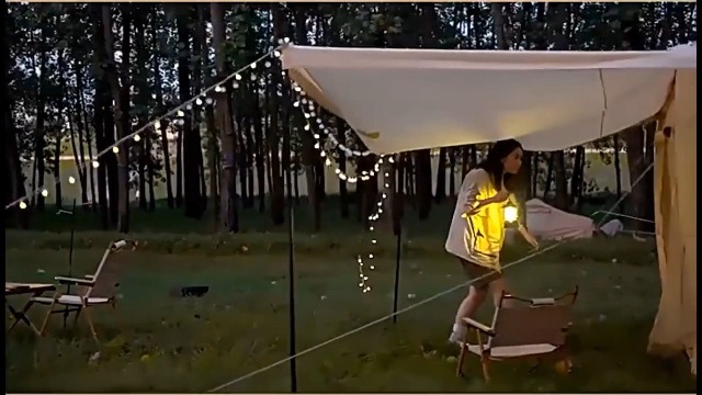 thumbnail video image 2 of Clearhill Frame Decorative Table Lamp, 3 Modes LED Lights with Hooks, Dimmable, Vintage Style, Portable Waterproof Camping Light for Indoor/Outdoor Use, 2 of 9