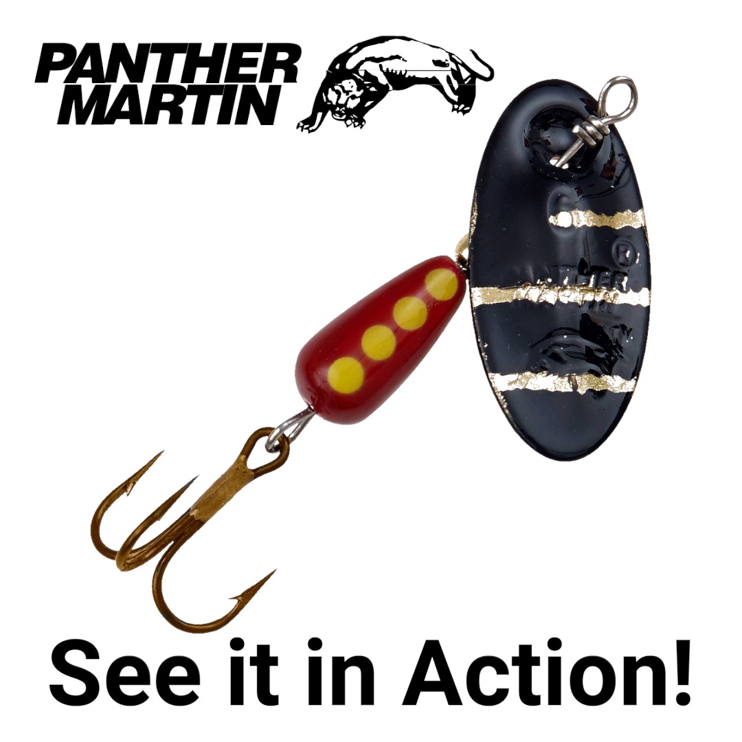 thumbnail video image 2 of Panther Martin PMR_4_BZ Classic Regular Teardrop Spinners Fishing Lure - Black Zebra - 4 (1/8 oz), 2 of 7