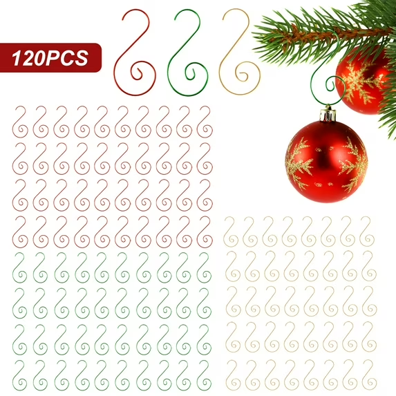 thumbnail video image 2 of Lockways 120 Pcs Christmas Ornament Hooks S-shaped Ornament Hangers for Xmas Tree Hanging Christmas Balls Decoration, 2 of 8