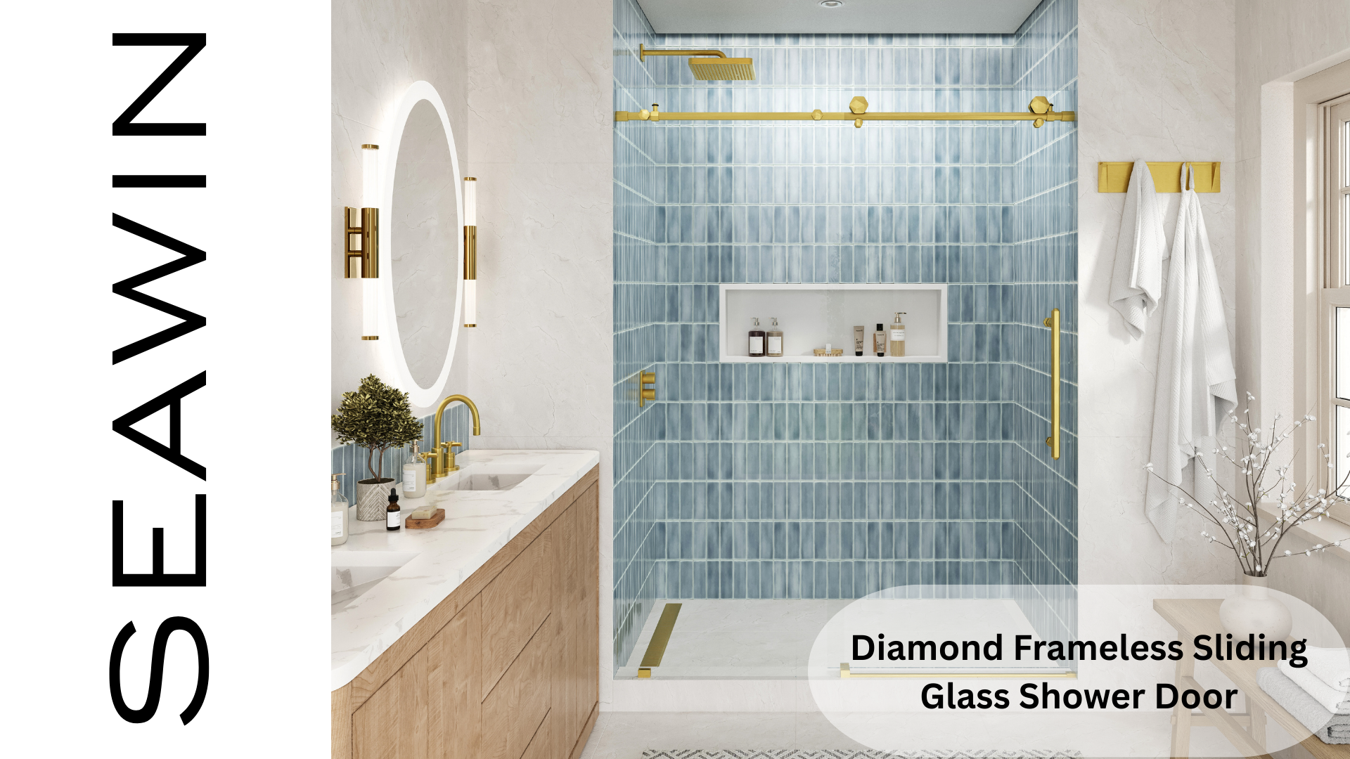 thumbnail video image 2 of Seawin Diamond 44 - 48 x 76 inches Frameless Sliding Shower Door 3/8 in. (10 mm) Clear Tempered Glass with NanoShield Coating Polished Stainless, 2 of 16