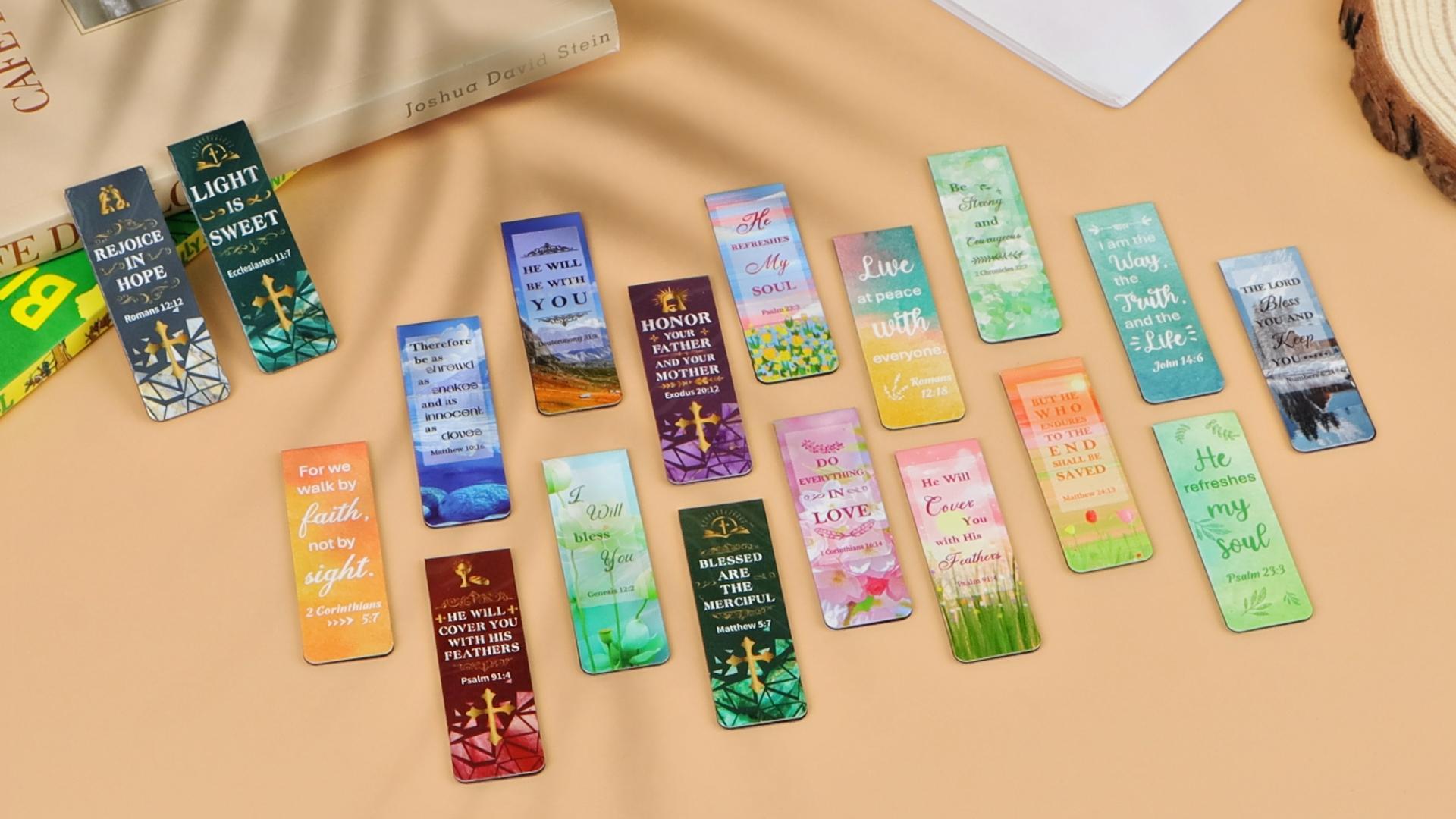 thumbnail video image 2 of Sinekong 48Pcs Christian Magnetic Bookmarks for Women, Inspirational Page Markers for Teachers Students Book Lovers (Scenery), 2 of 9