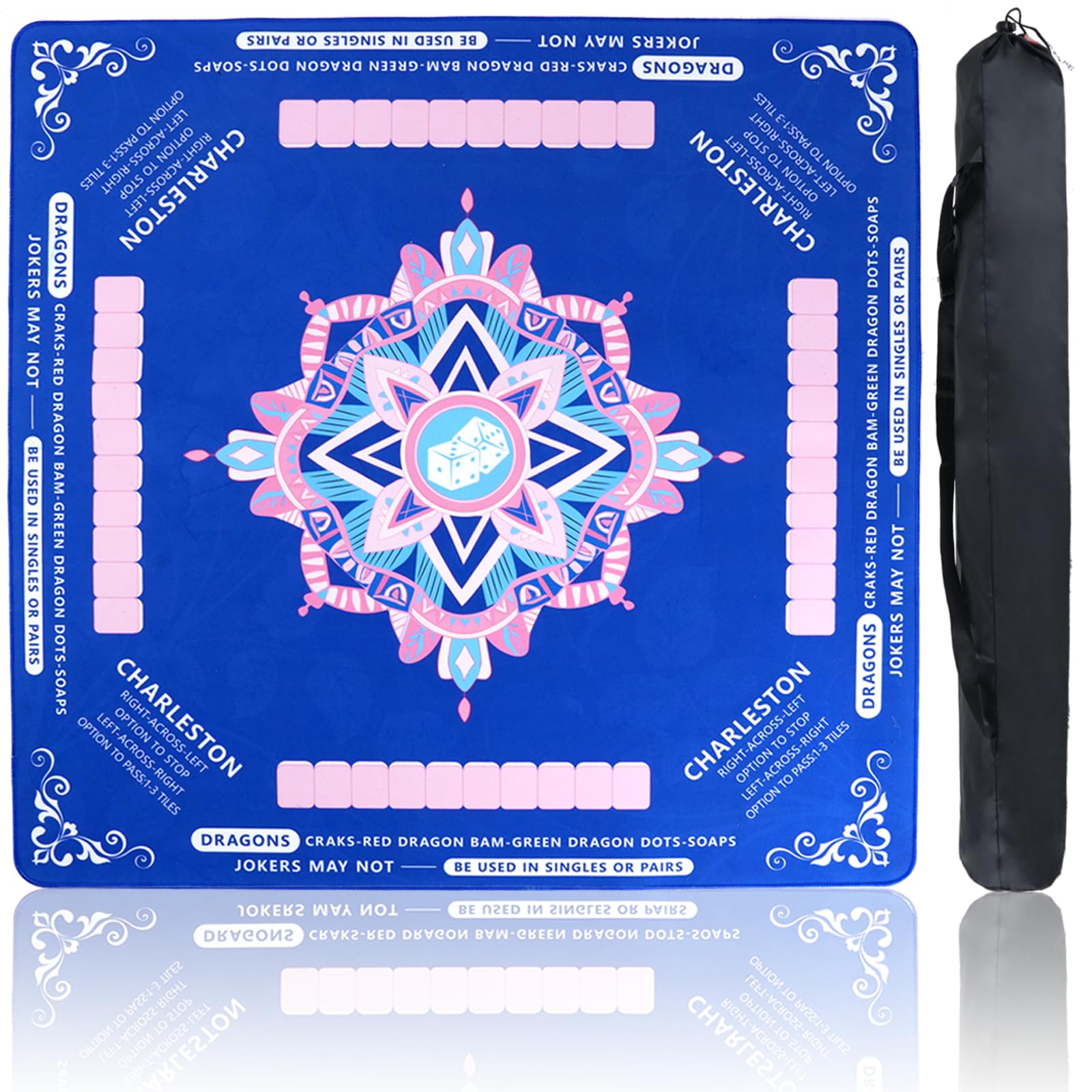 CYFIE Mahjong Mat with Storage Bag, 33 X 33 inch, 3mm Thick Anti-Slip ...