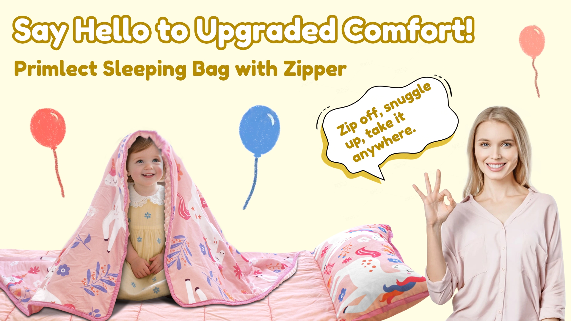 thumbnail video image 2 of Primlect Toddler Nap Mat, Detachable Blanket & Removable Pillow, for Daycare, Camping and Travel, 2 of 8