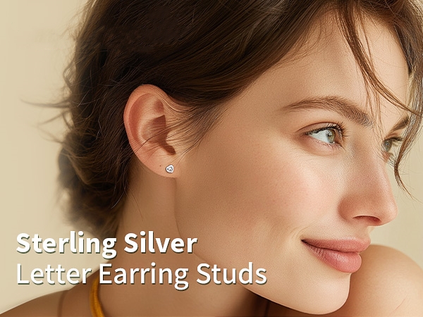 thumbnail video image 2 of U7 Initial Heart Stud Earrings for Women Letter J Earring Sterling Silver Hypoallergenic Studs CZ Earring Jewelry for Mom Daughter Birthday Valentines Day Gift, 2 of 7