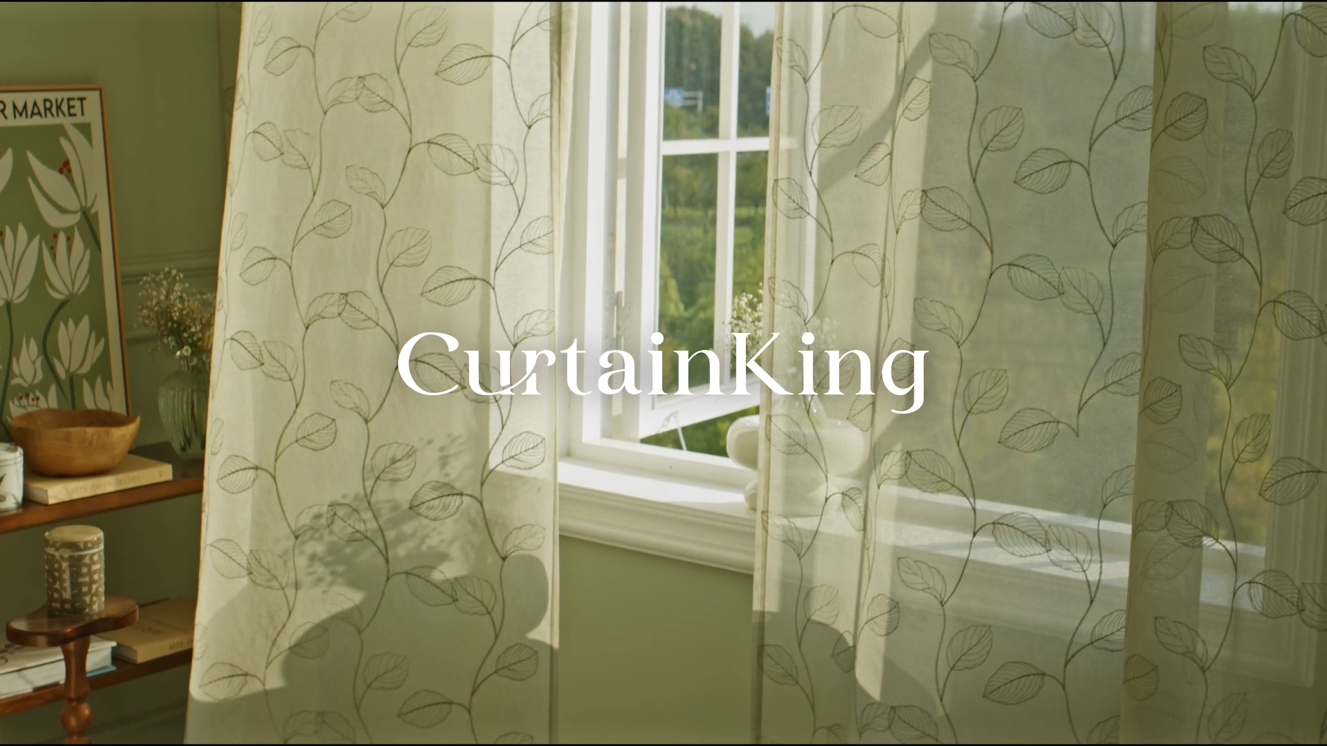 thumbnail video image 2 of Curtainking Sheer Curtains for Living Room Embroidered Leaf Window Curtains 96 inch Length light Filtering Drapes Bedroom Rod Pocket 2 Panels Sage, 2 of 8