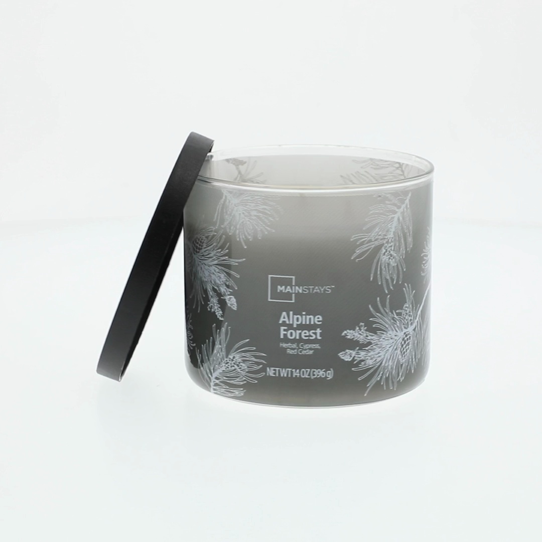 Mainstays 14 oz Ombre Wrapped Alpine Forest Scented Candle with 3