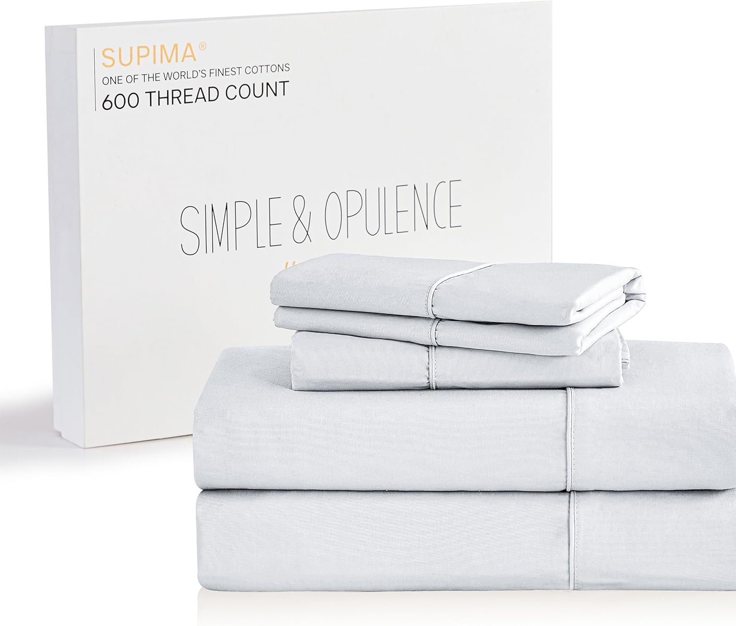 thumbnail video image 2 of Simple&Opulence 100% Supima Cotton Sheet Set 600 Thread Count for Twin XL Bed Sateen Weave Long Staple - Fitted and Flat Sheet with 1 Pillowcase - Luxury Hotel Quality 3PCS Bedding Sheets(White), 2 of 9