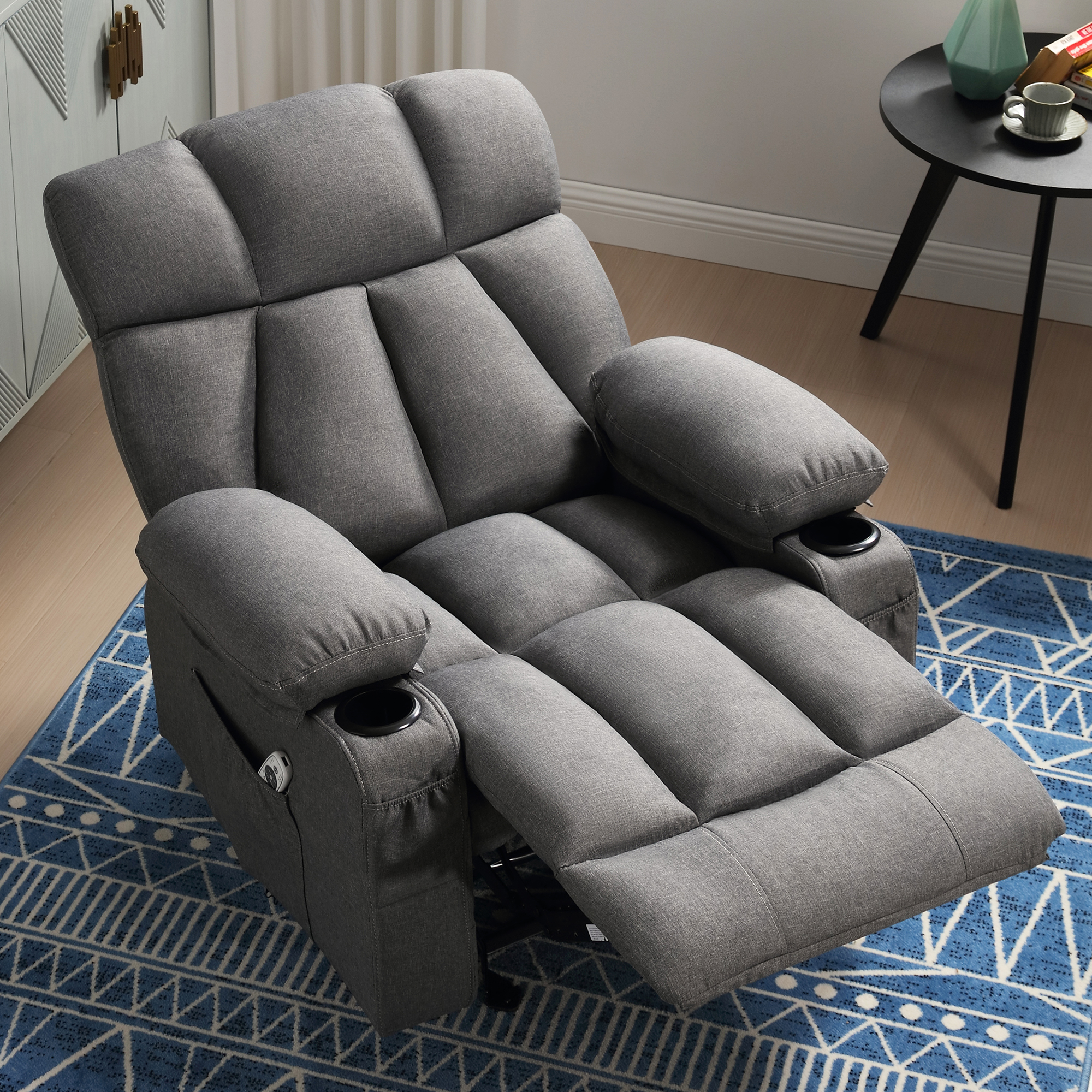 JONPONY Manual Recliner Chair with Heat Therapy and Massage Function, Heavy Duty Reclining Mechanism(图2)
