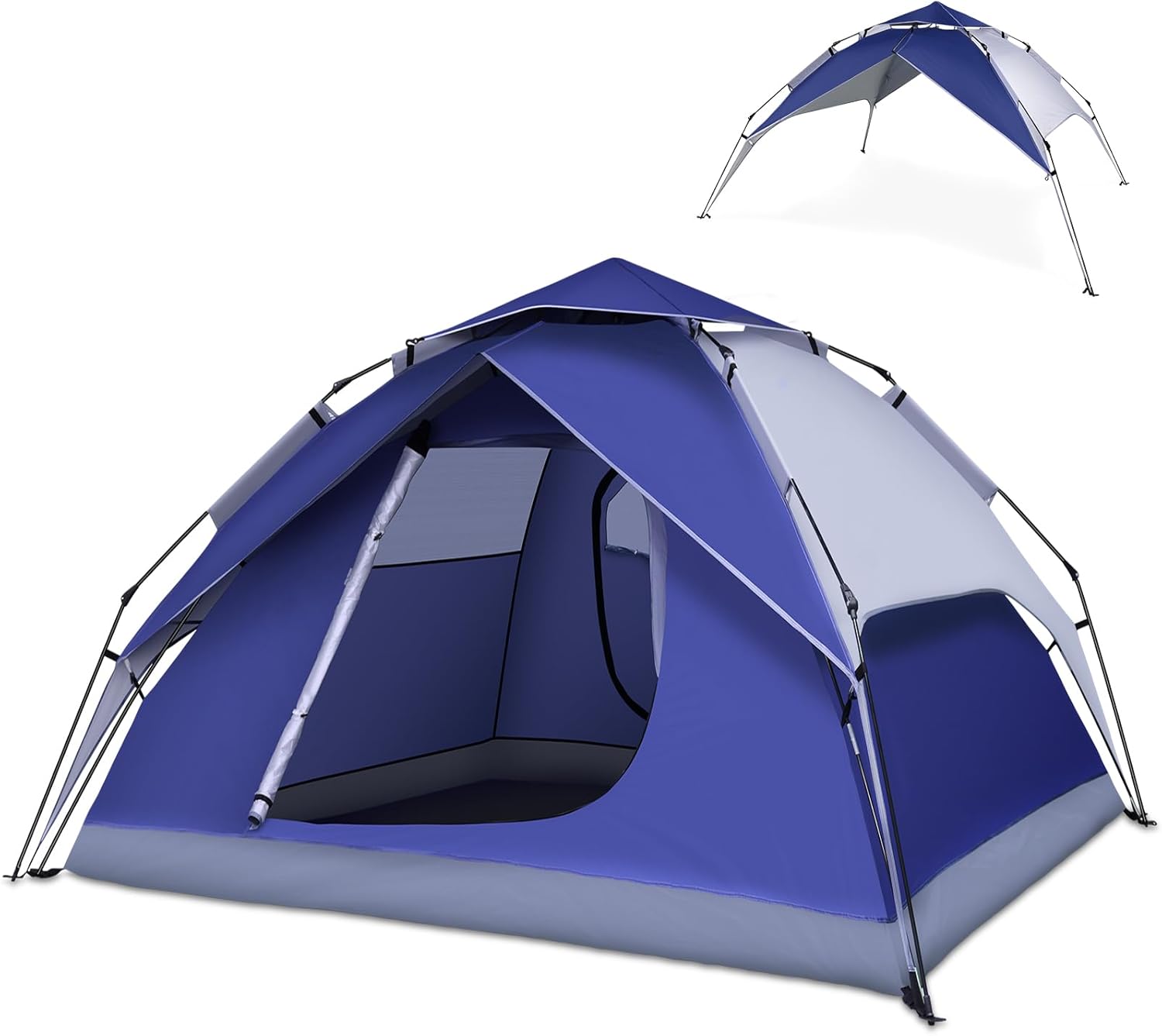 thumbnail video image 2 of Camping Tents 4 Person Instant Pop Up Tent for Camping Waterproof Cabin Tents for Camp Easy Set up 2 in 1 Family Dome Tent with Rainfly Sun Shelter for Hiking & Traveling & Beach, 2 of 8