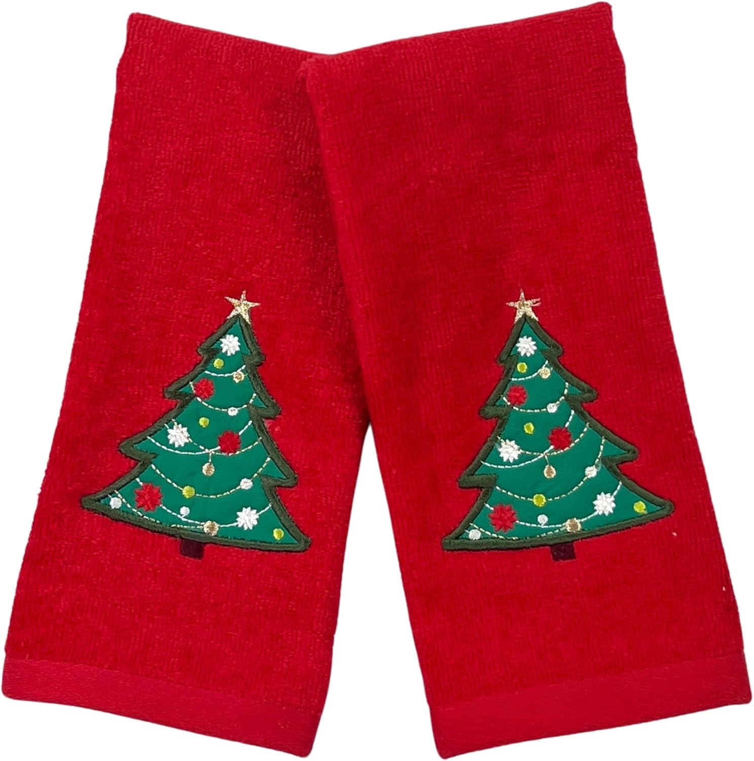 thumbnail video image 2 of Serafina Home Merry Christmas Tree On A Red Hand Towel, Set or Two, 26" x 16" Inches, 2 of 10