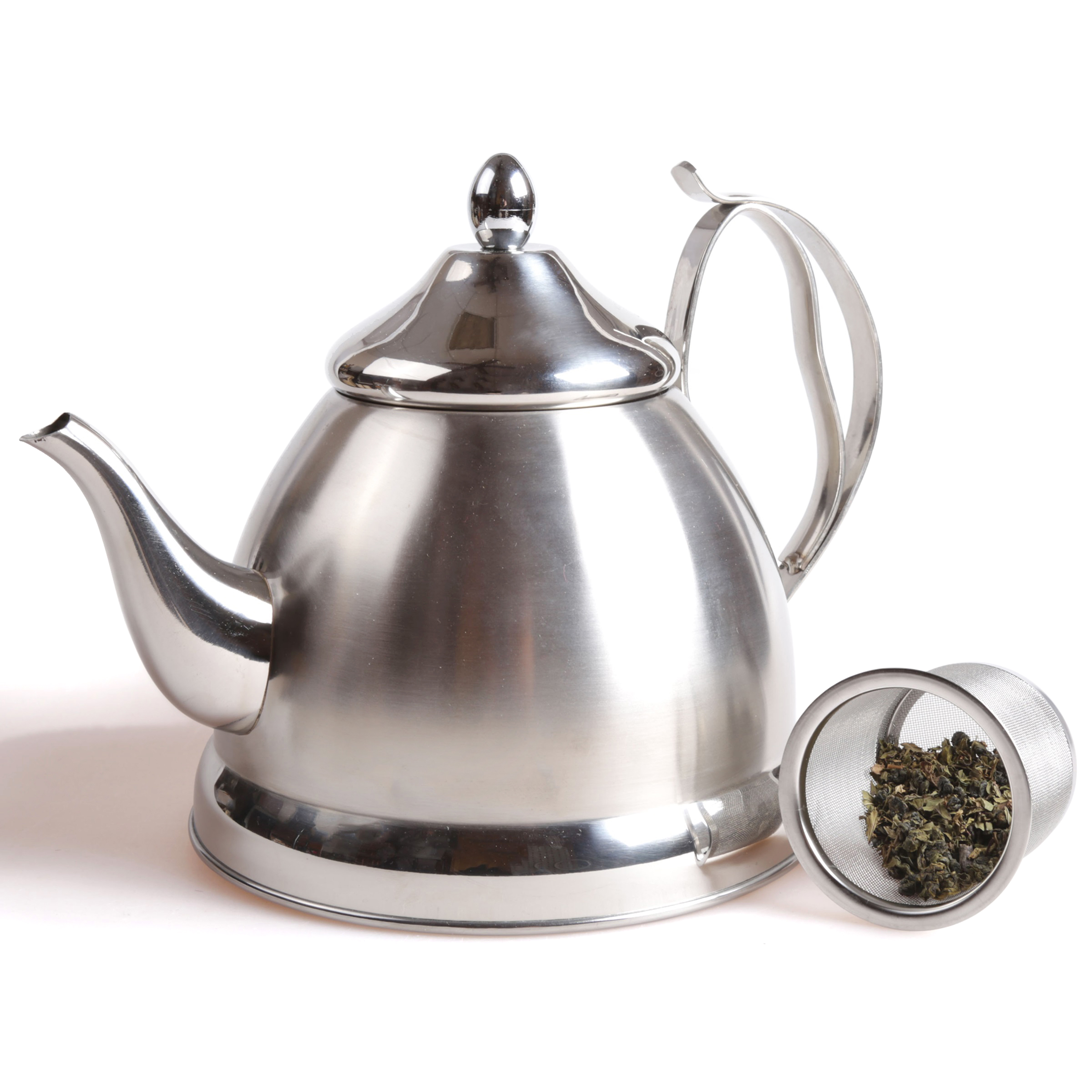 thumbnail video image 2 of Creative Home Nobili-Tea 2.0 Qt Stainless Steel Tea Kettle with Removable Infuser Basket, 2 of 10