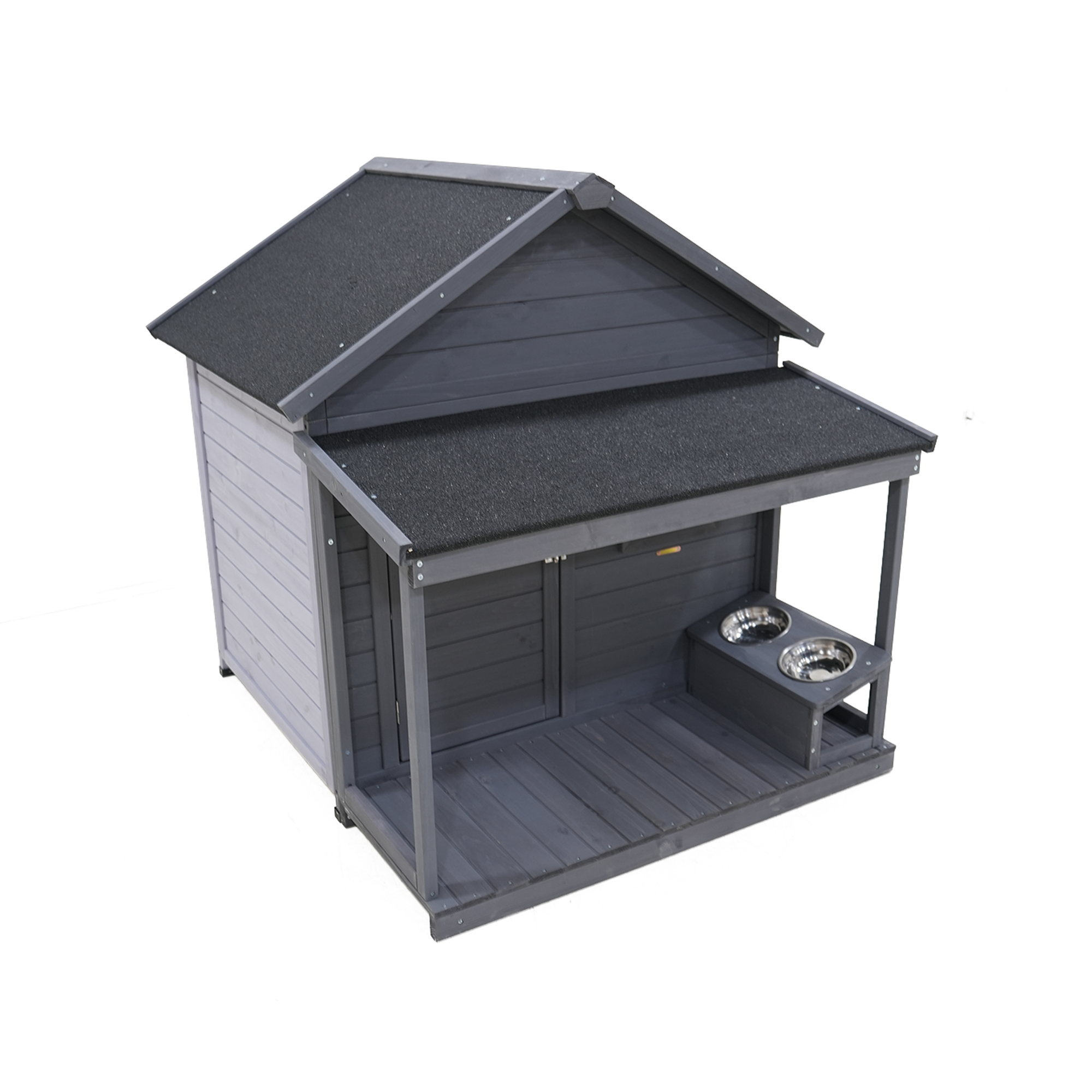 thumbnail video image 2 of Pefilos 44" Outdoor Dog House, Waterproof Puppy Shelter Indoor Doghouse with Elevated Floor, Kennel for Small Medium Dogs with Small Doors that Can Be Locked, Gray, 2 of 8