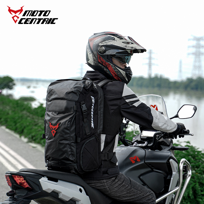 thumbnail video image 2 of Motorcycle Rear Seat Bag Multifunction Waterproof Motorcycle Helmet Backpack Big Capacity Motocross Tail Bag Luggage, 2 of 9