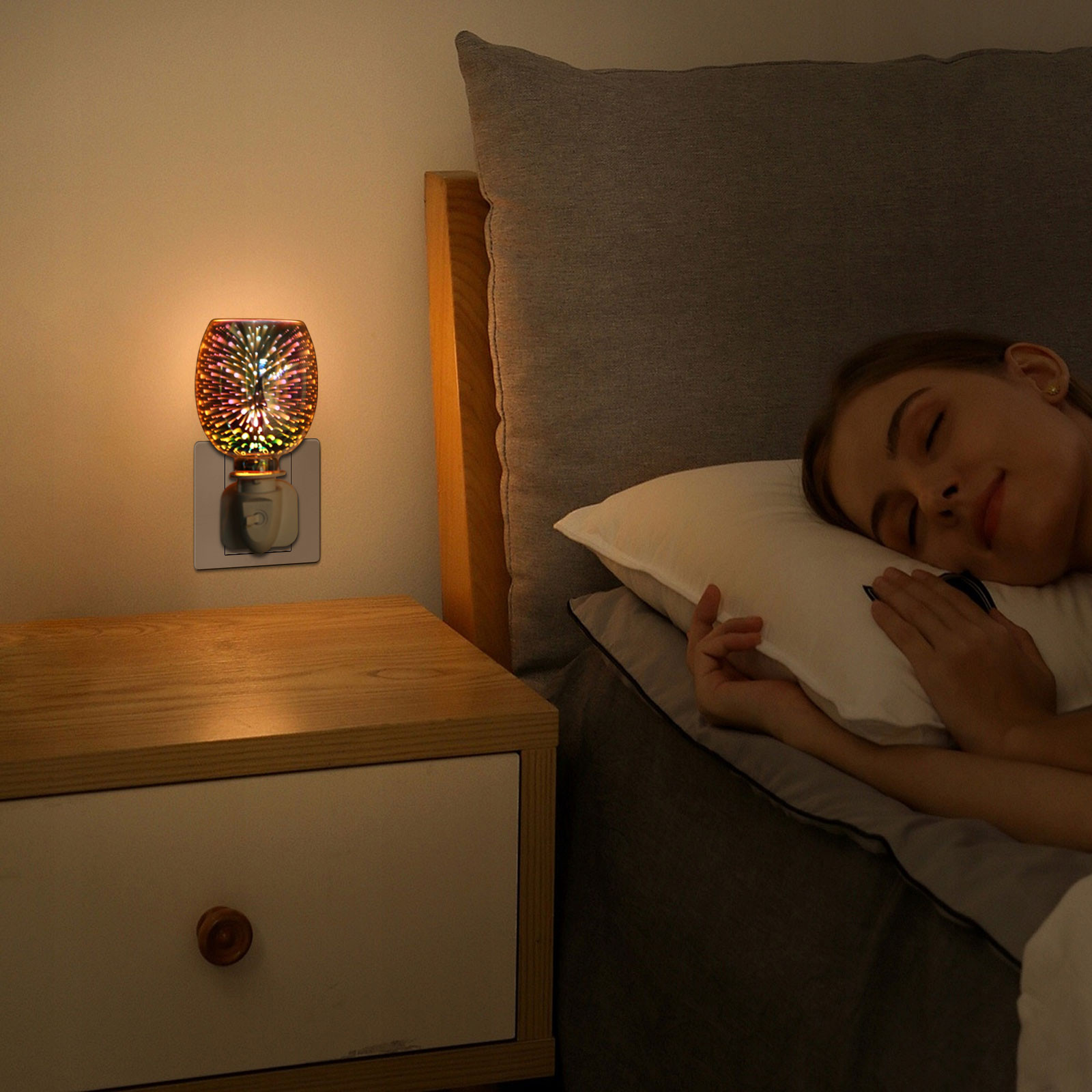 thumbnail video image 2 of 3D Wax Melt Warmer Plug-In - Glass Wall-Mounted Wax Melter for Scented Wax, Pluggable Candle Warmer Ideal for Home Living Room, Office Desk & Bedroom Decor, Safe No-Flame Design, As Show, 3.15*5.04in, 2 of 10