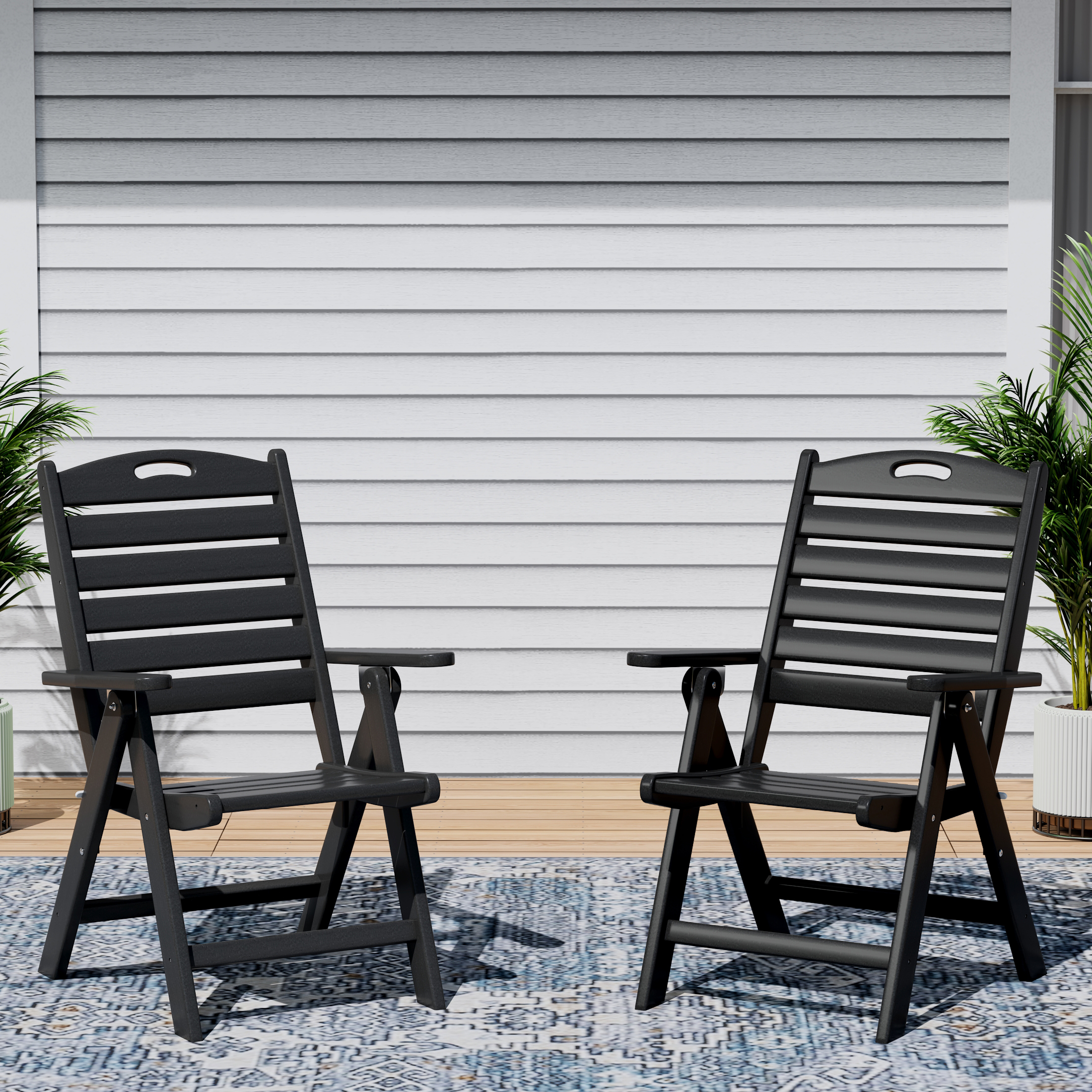 thumbnail video image 2 of WestinTrends Azura HDPE Adjustable Highback Folding Outdoor Patio Dining Chairs Set of 2, White, 2 of 14