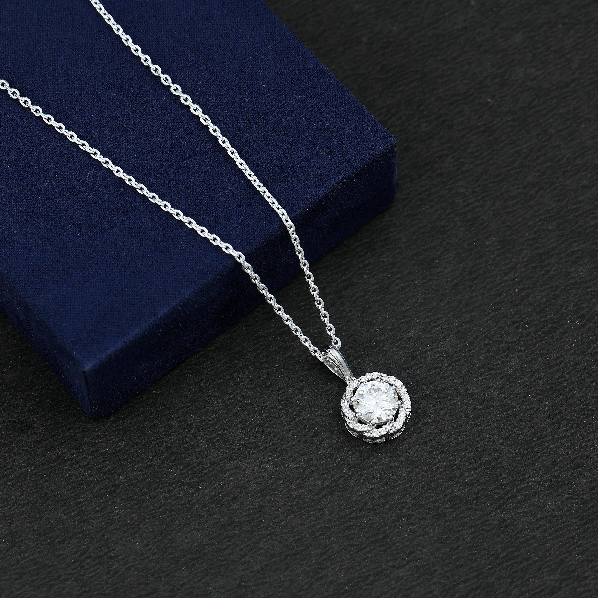 thumbnail video image 2 of Rosec Jewels Certified Lab Grown Diamond Pendant Necklace - EF-VS Quality - Round Necklace with Chain - Ready to Gift, 14K White Gold, 2 of 8