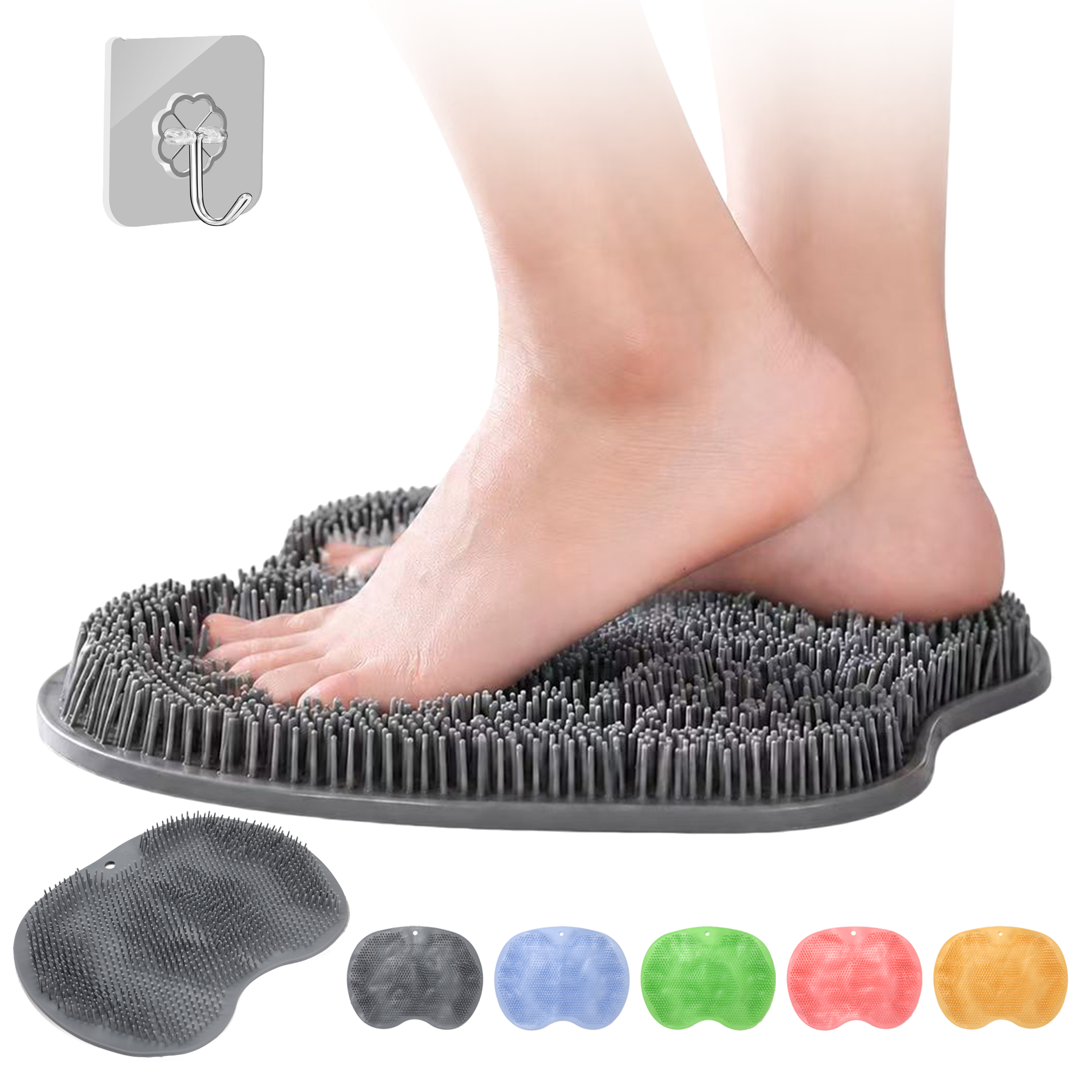 thumbnail video image 2 of Shower Foot Scrubber Mat with Suction Cups, Foot Cleaner Brush, 2 of 8
