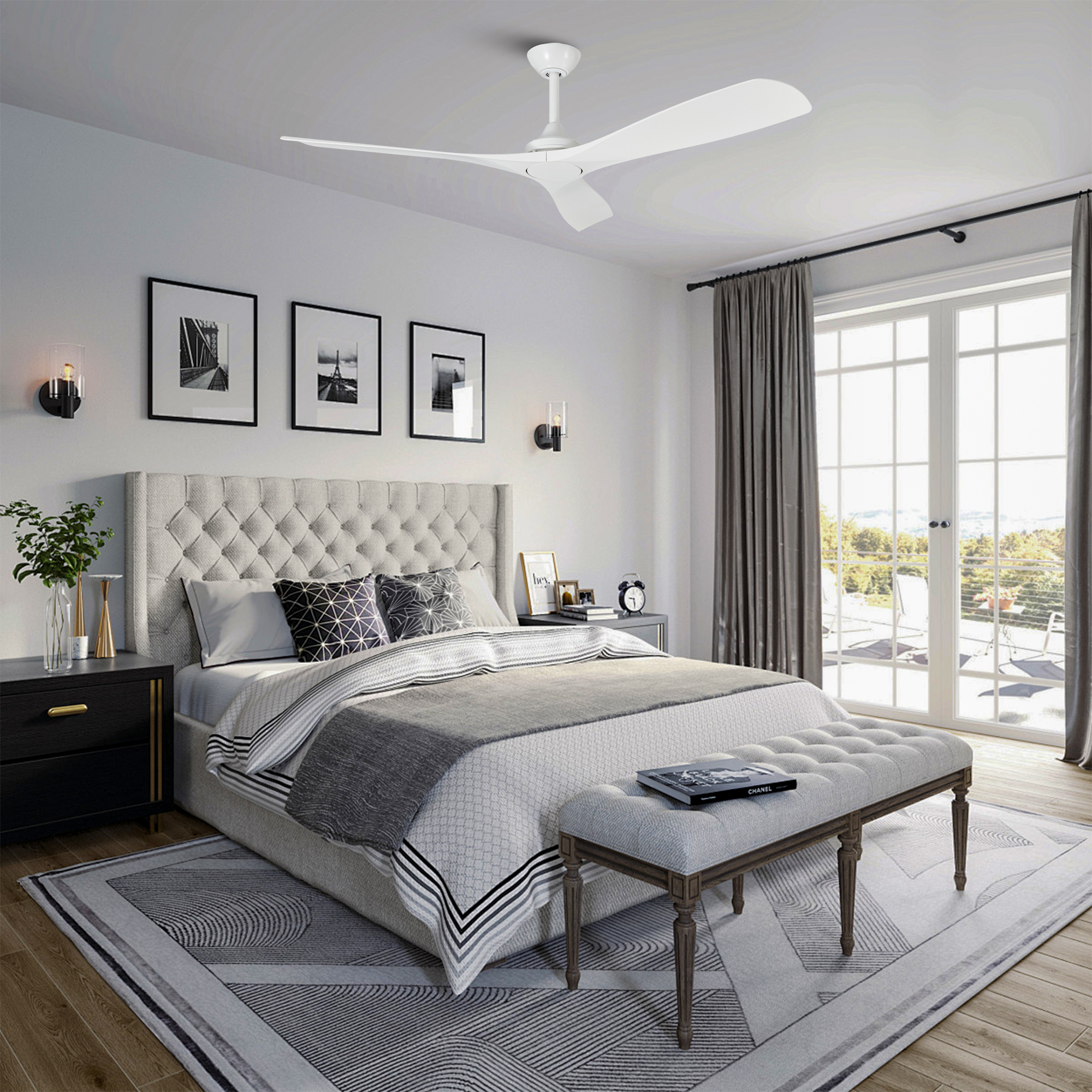 thumbnail video image 2 of 52" Modern White DC Motor Ceiling Fan with Remote for Dining Room and Master Bedroom, 2 of 13
